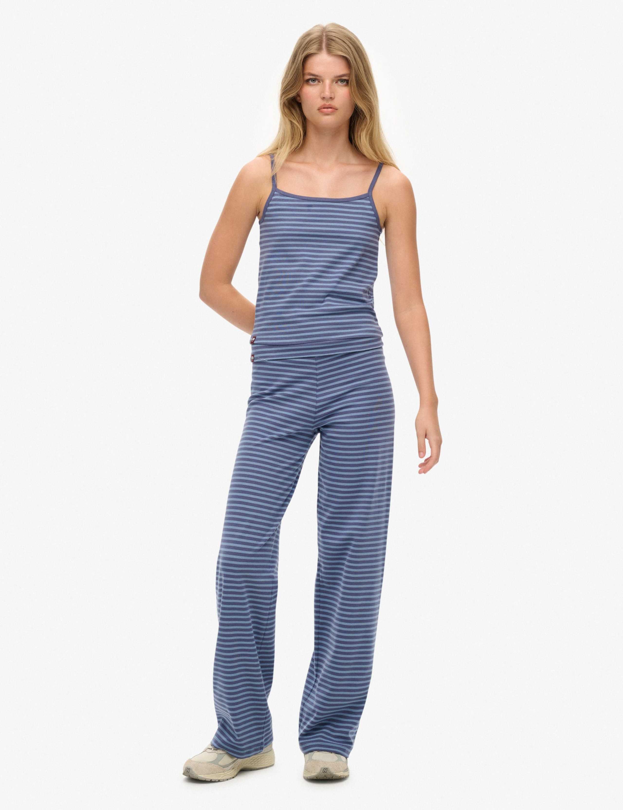 Cotton Rich Striped Fold Over Slim Joggers 3 of 7