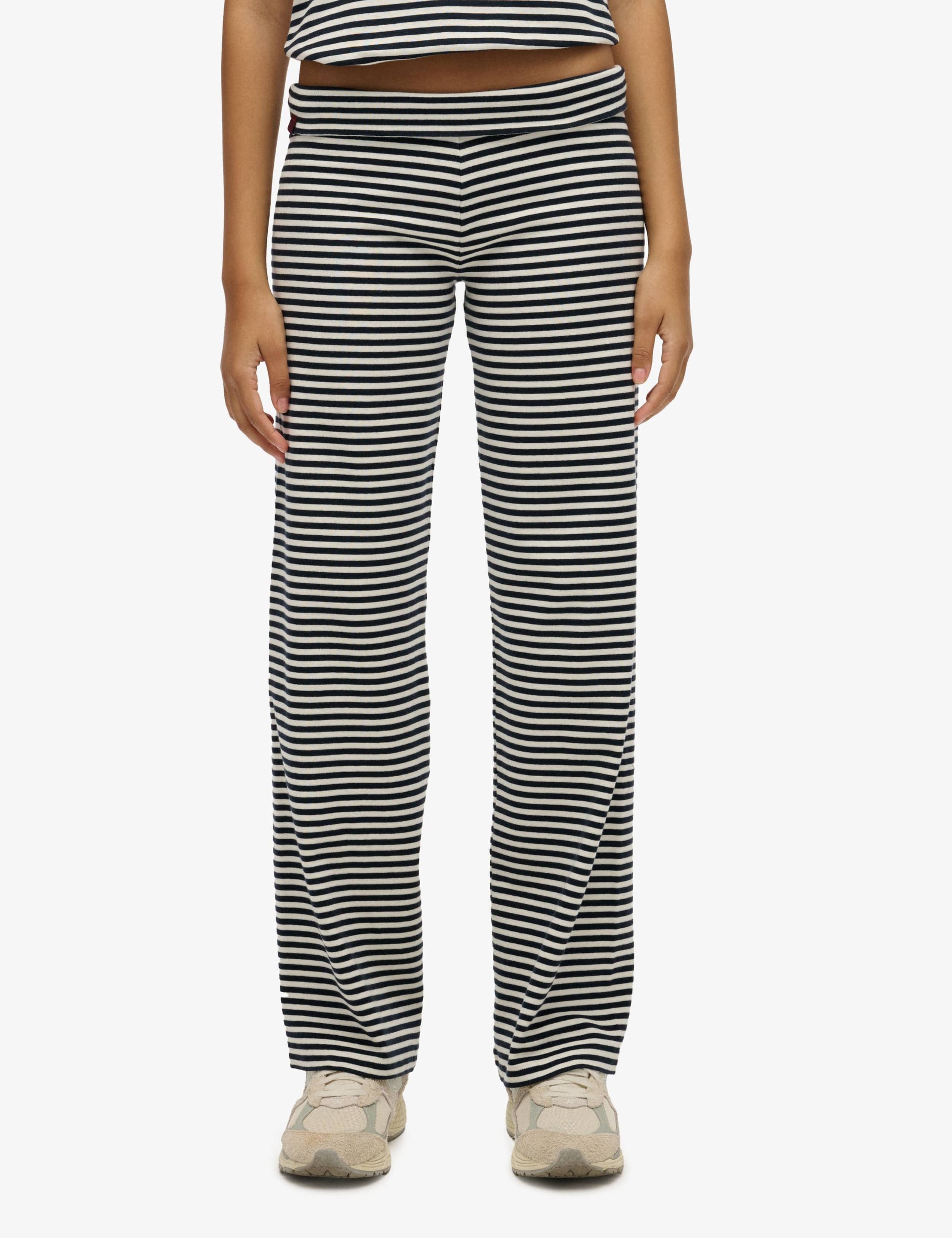 Cotton Rich Striped Fold Over Slim Joggers 2 of 5