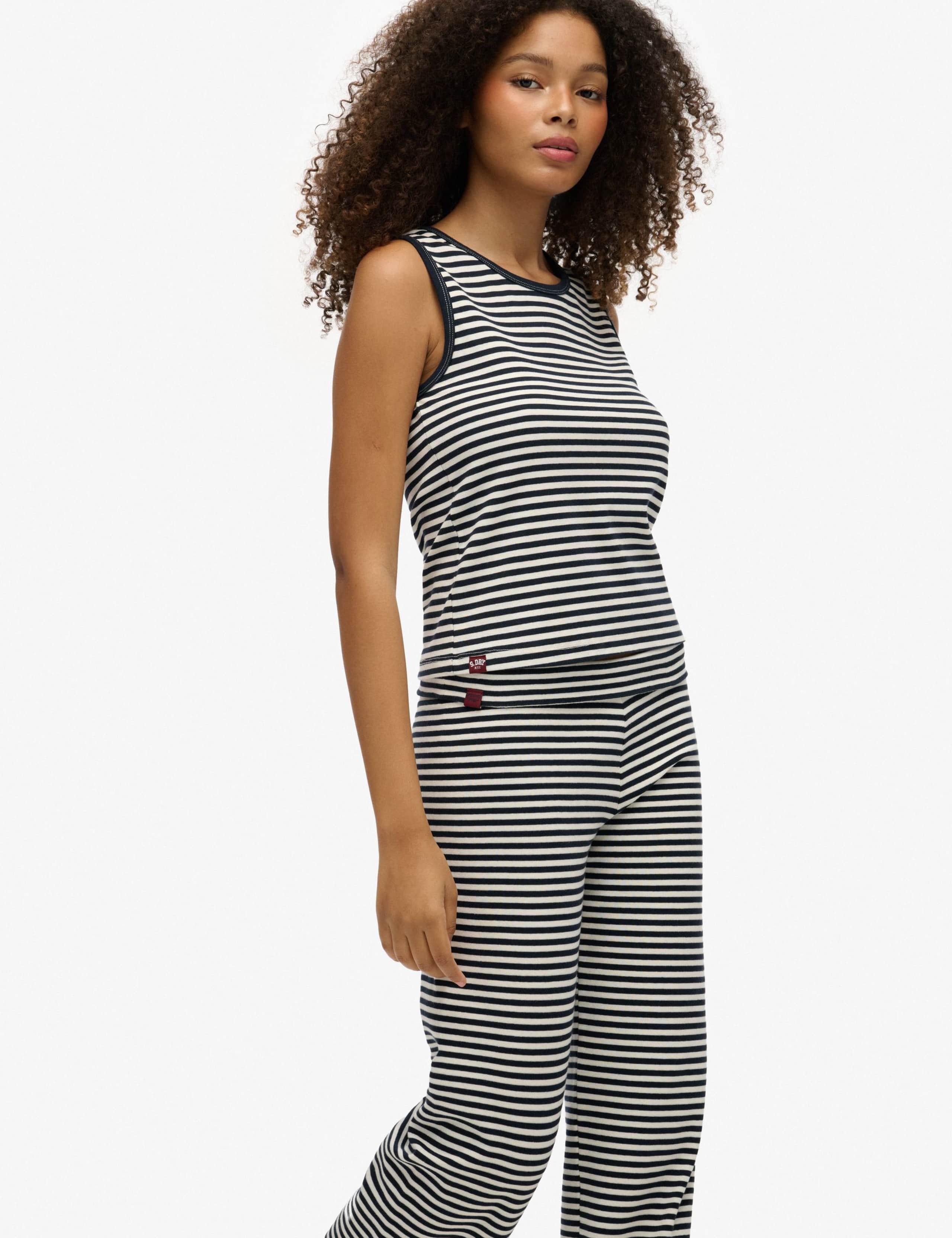 Cotton Rich Striped Fold Over Slim Joggers 4 of 5