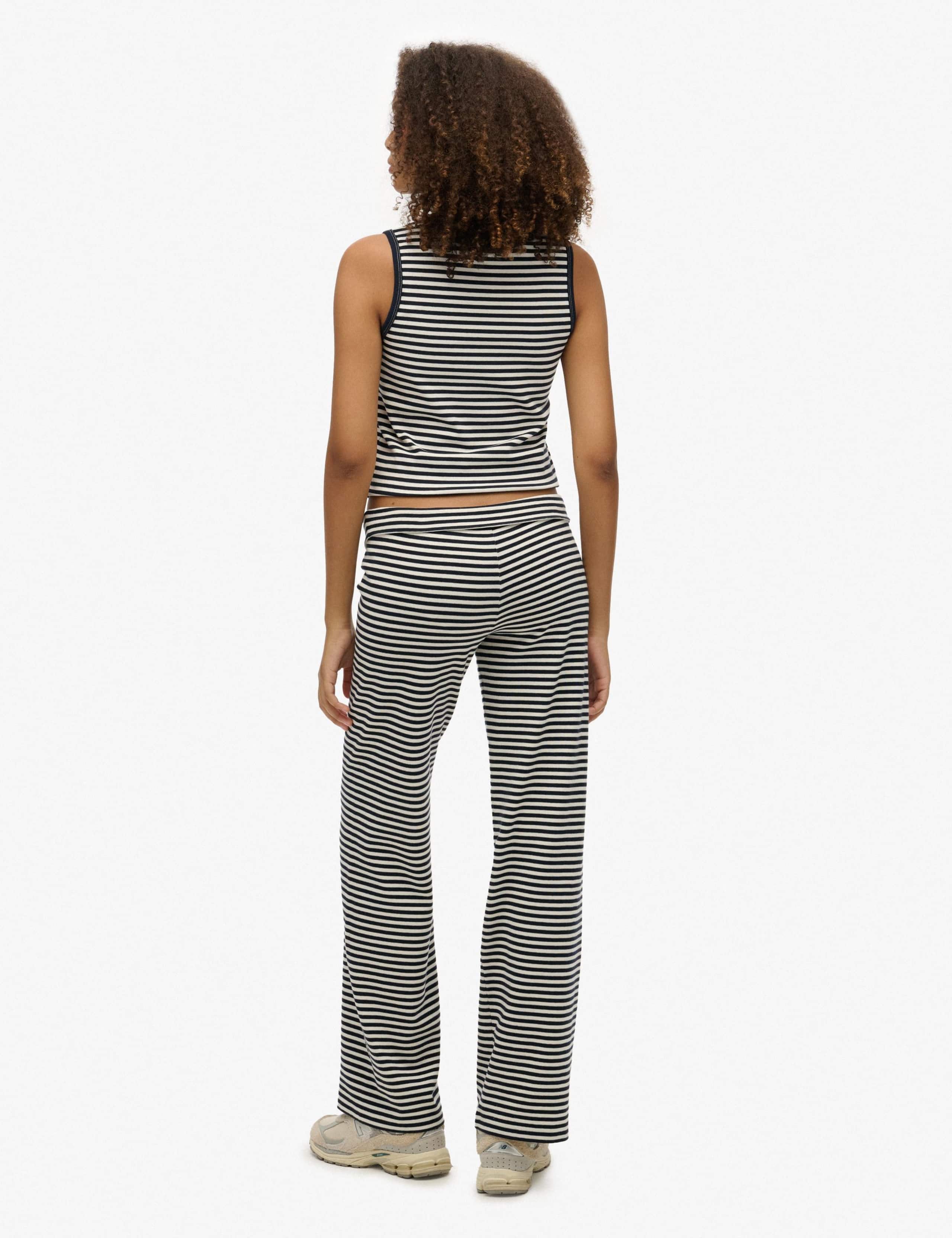 Cotton Rich Striped Fold Over Slim Joggers 5 of 5