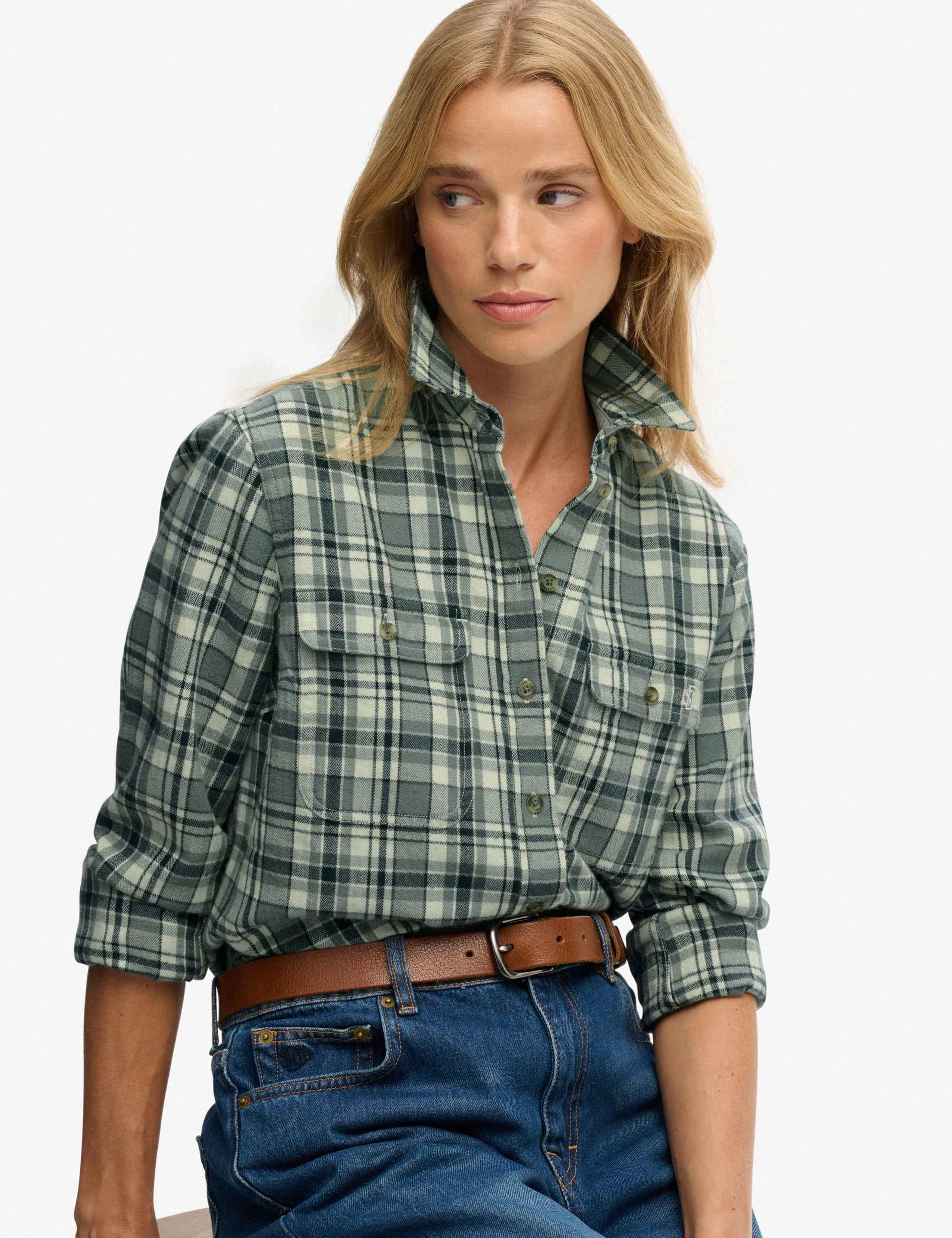 Pure Cotton Flannel Checked Relaxed Shirt 3 of 7
