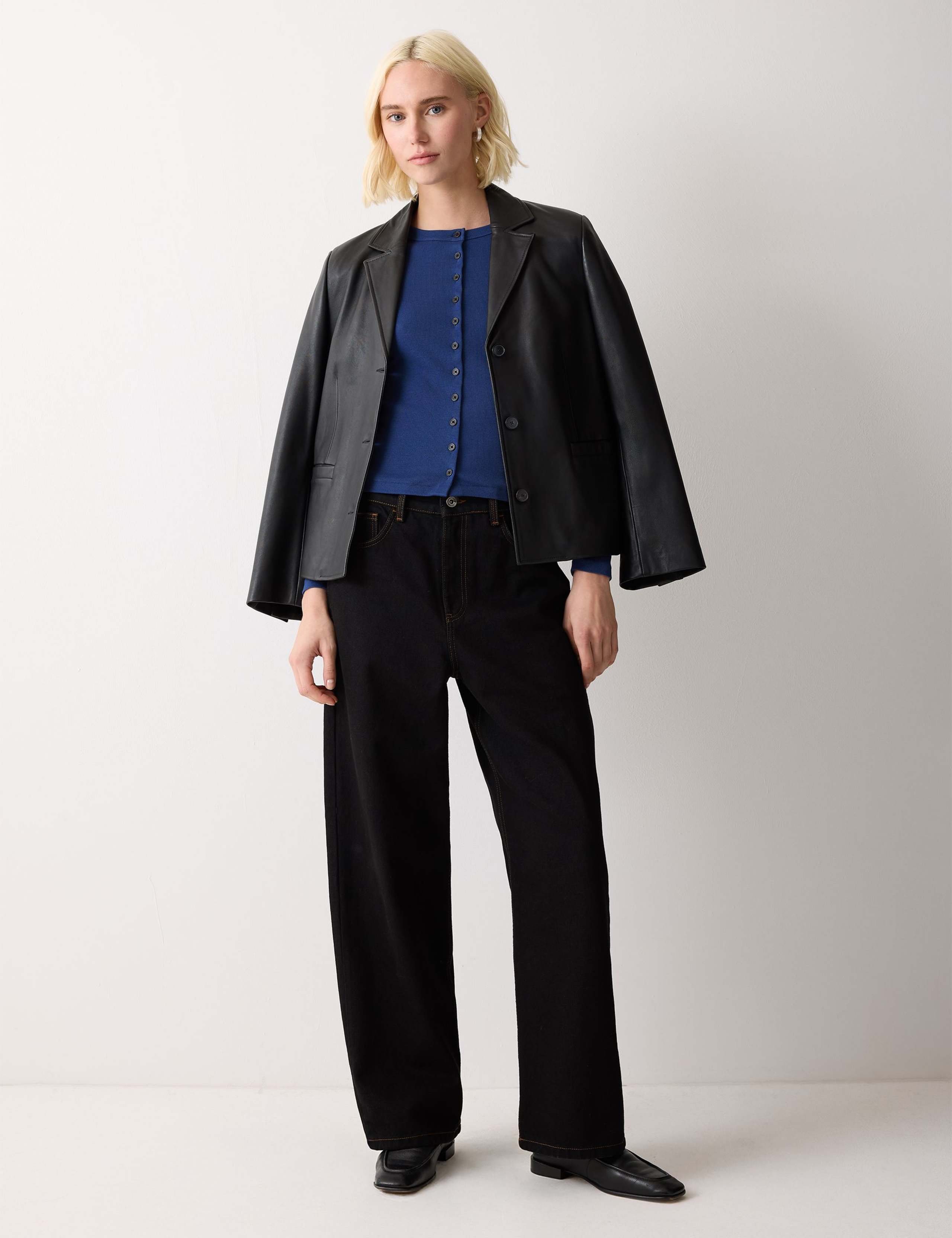 Cotton Rich Textured Button Through Top 3 of 5