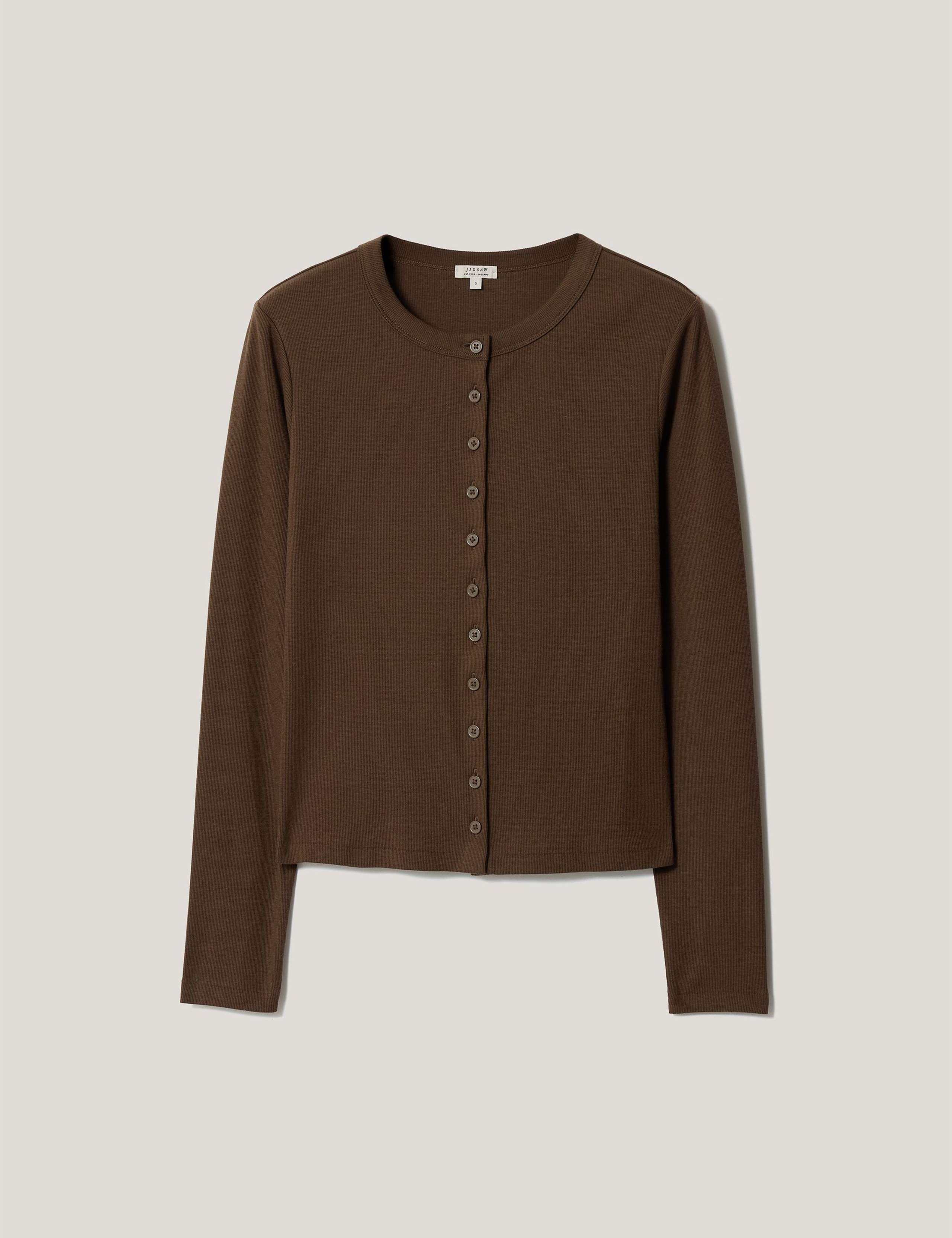 Cotton Rich Textured Button Through Top 2 of 5