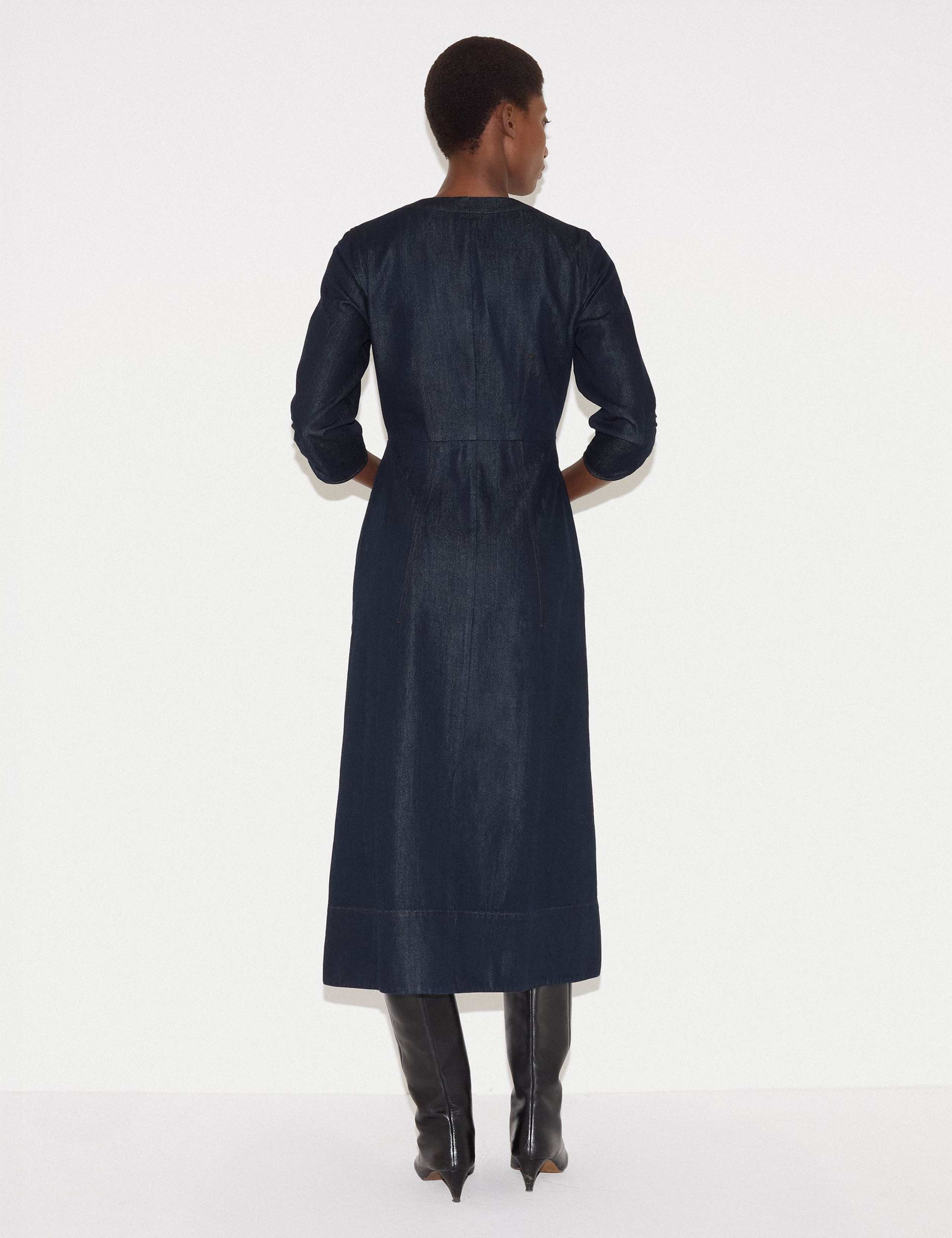Pure Cotton Chambray Zip Front Midi Dress 5 of 7