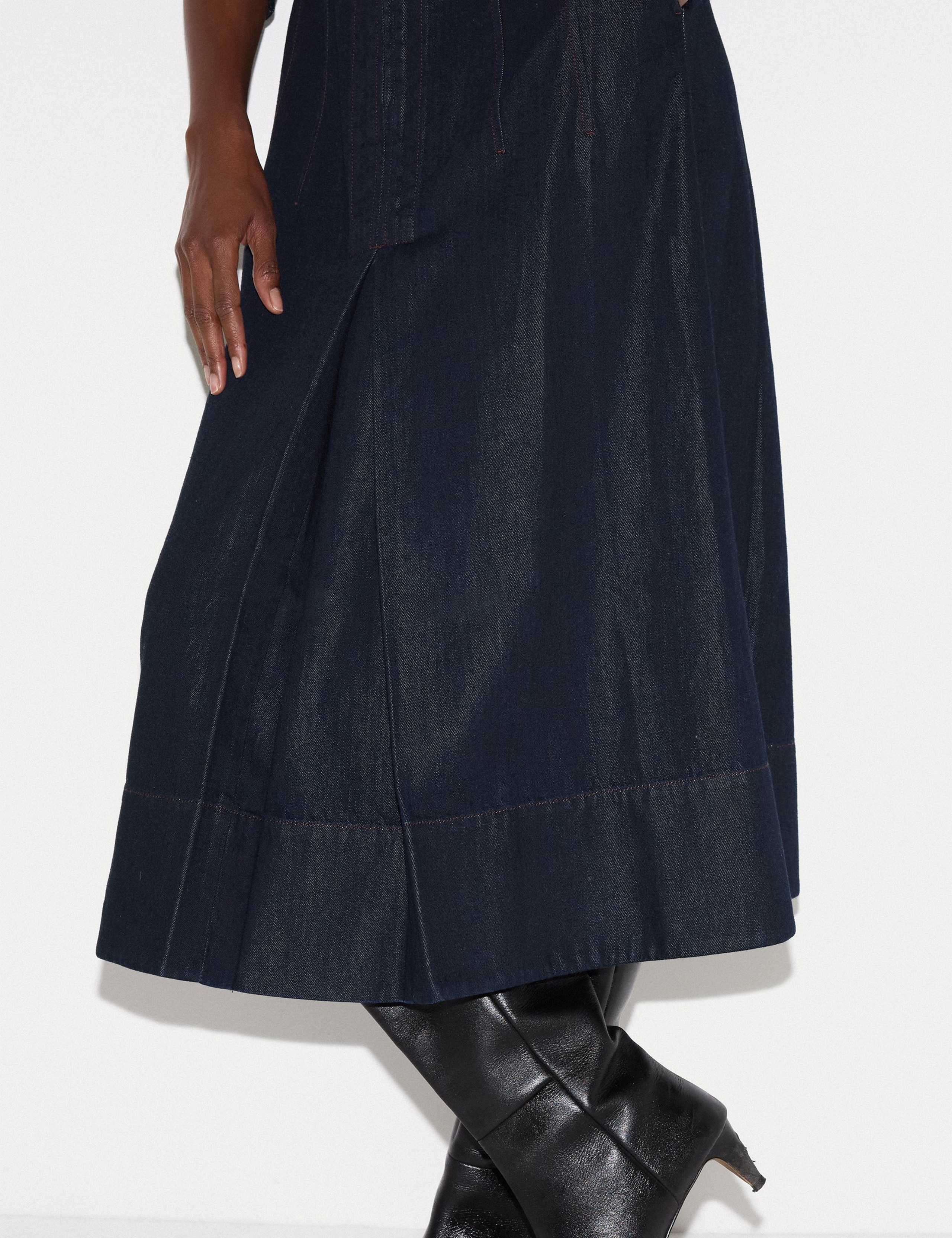 Pure Cotton Chambray Zip Front Midi Dress 7 of 7