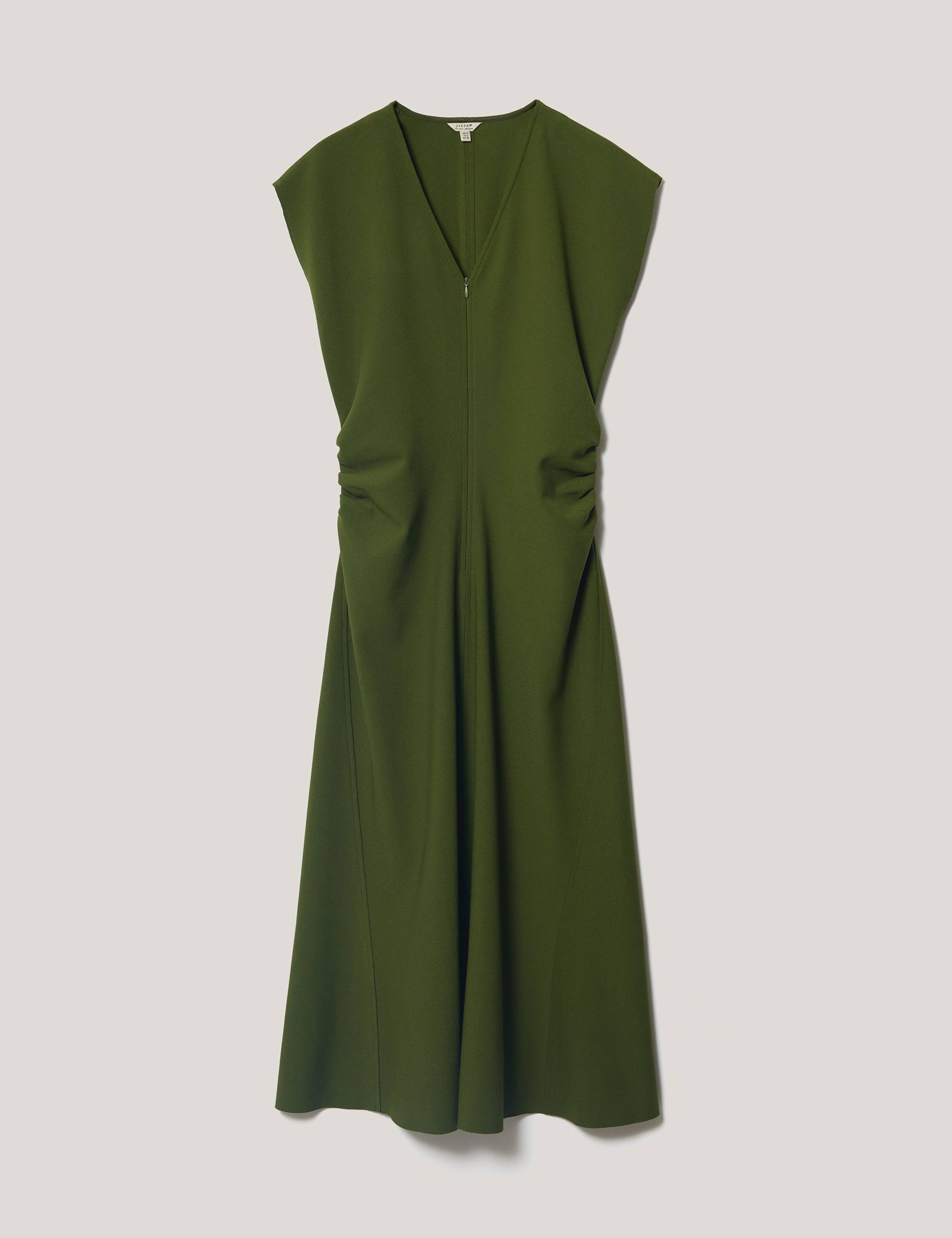 Crepe V-Neck Midi Skater Dress 2 of 5