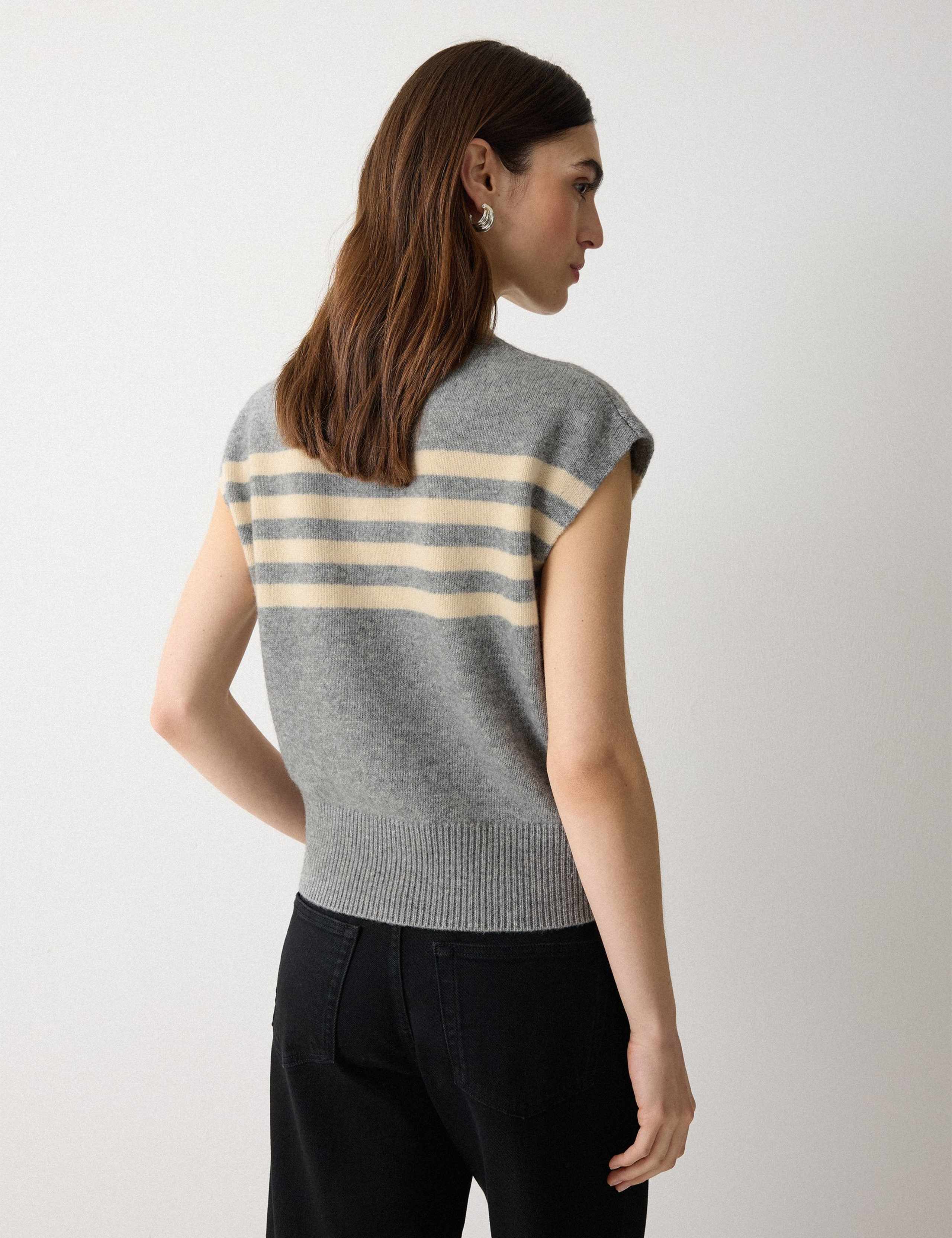 Wool Rich Striped Knitted Vest 3 of 6