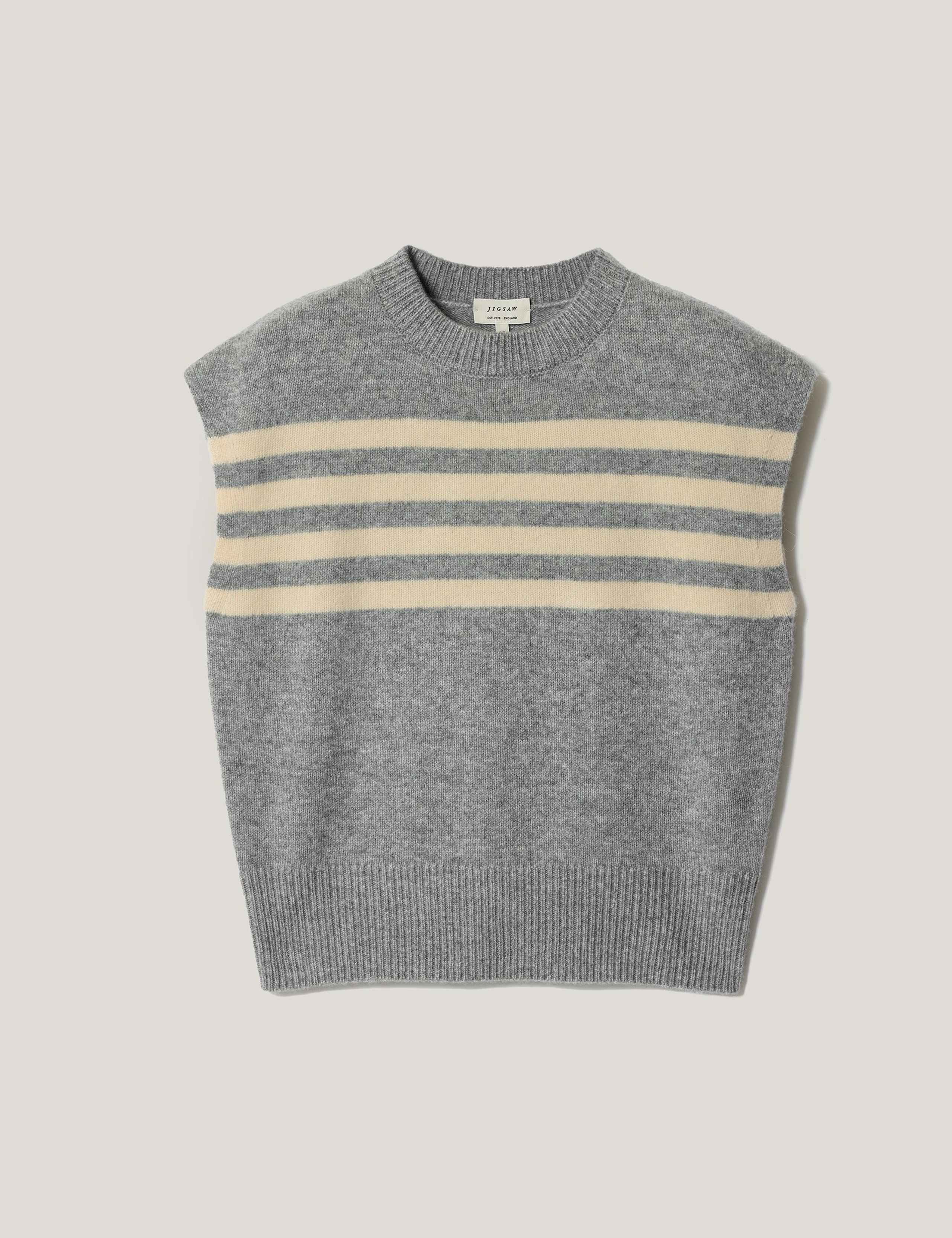 Wool Rich Striped Knitted Vest 2 of 6