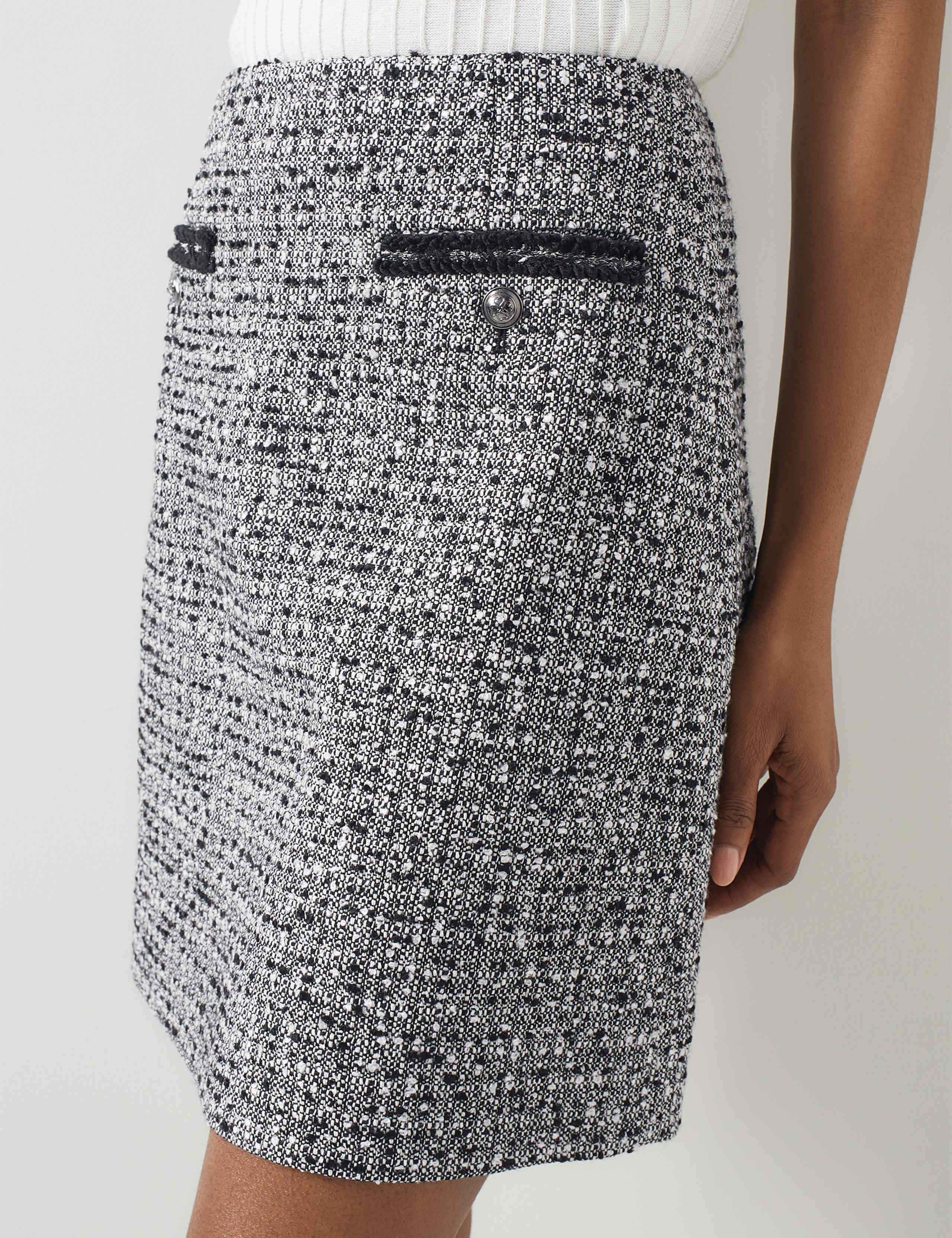Cotton Rich Tweed Mini A-Line Skirt 3 of 4