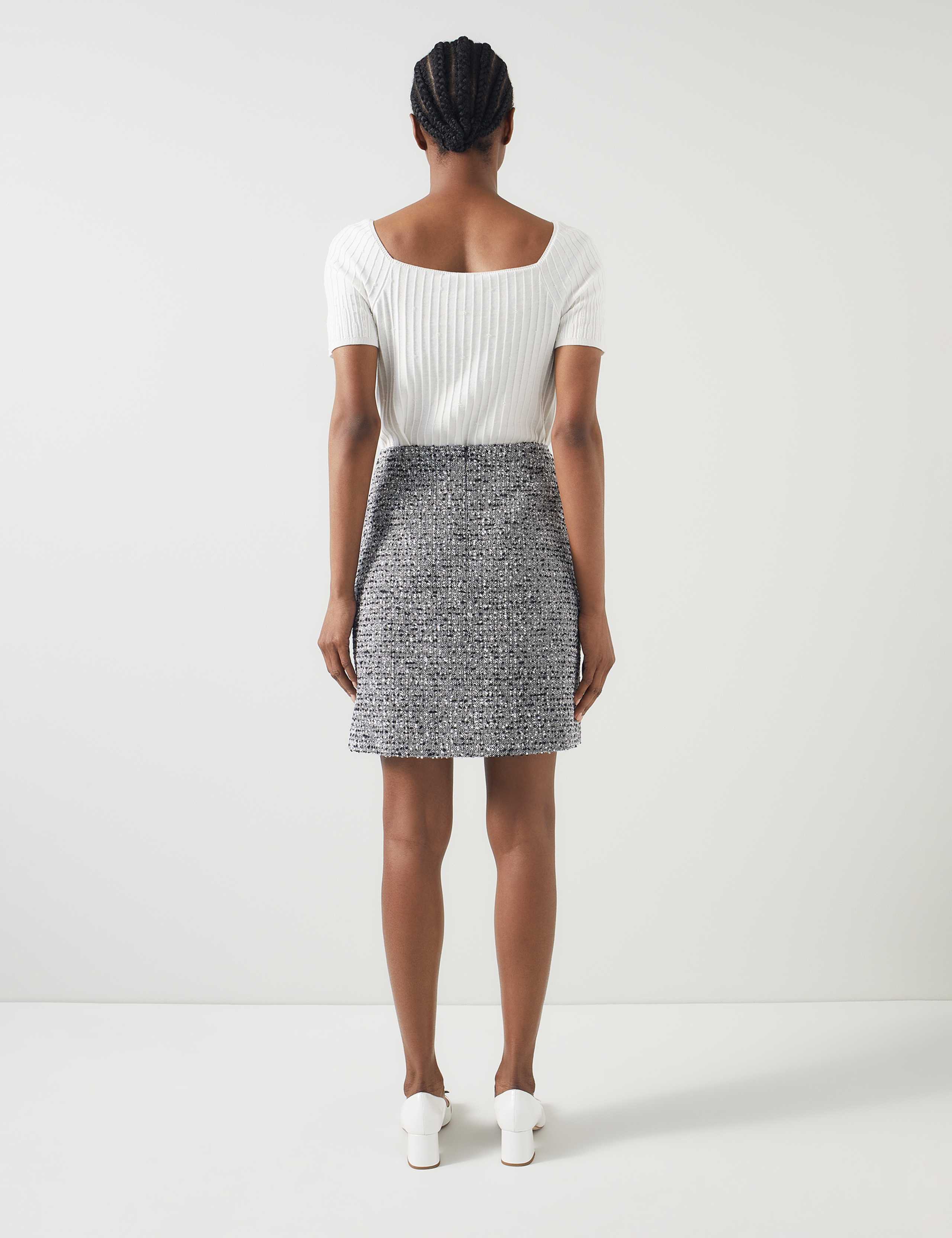 Cotton Rich Tweed Mini A-Line Skirt 4 of 4