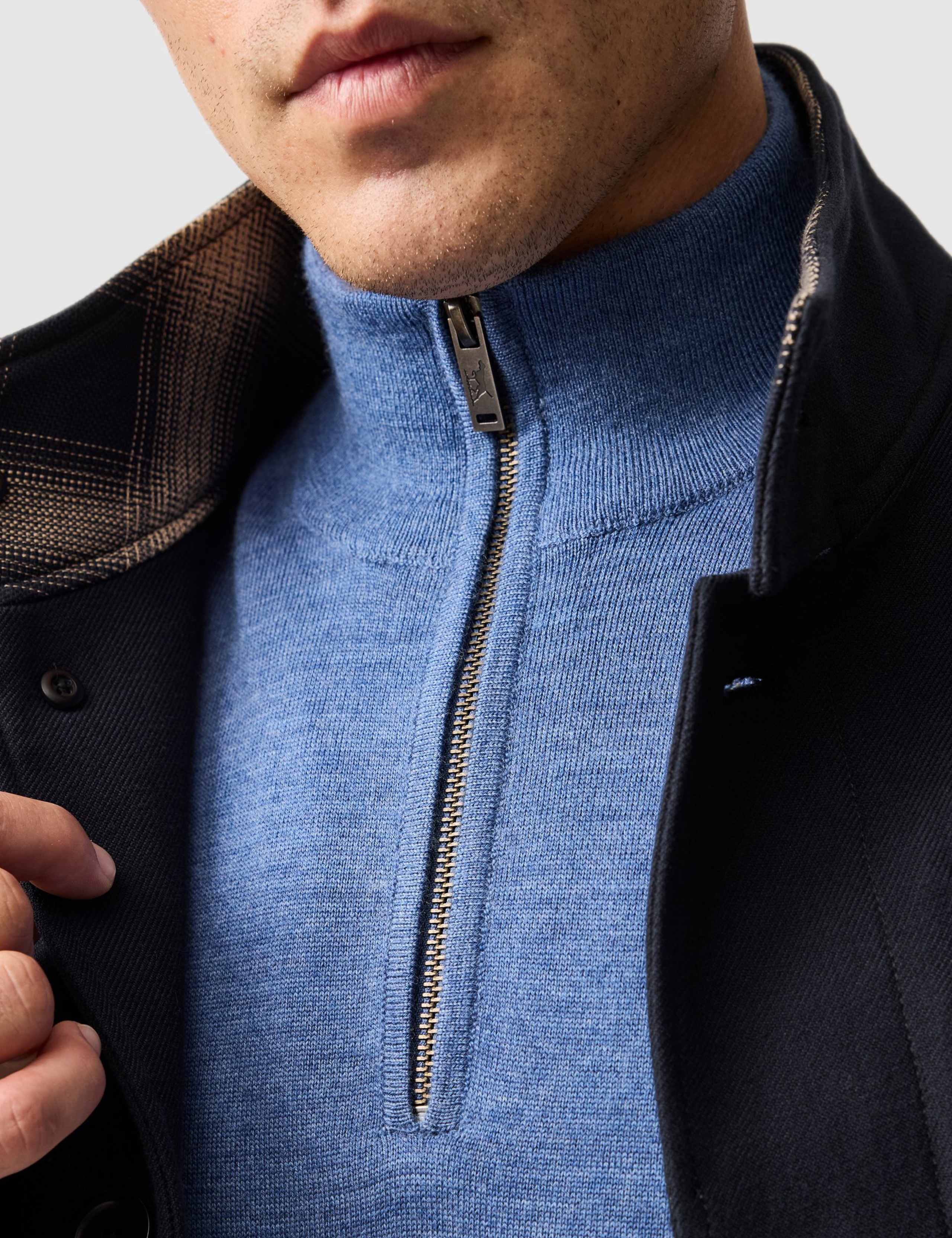 Nobles Pure Wool Funnel Neck Half Zip Jumper 4 of 6