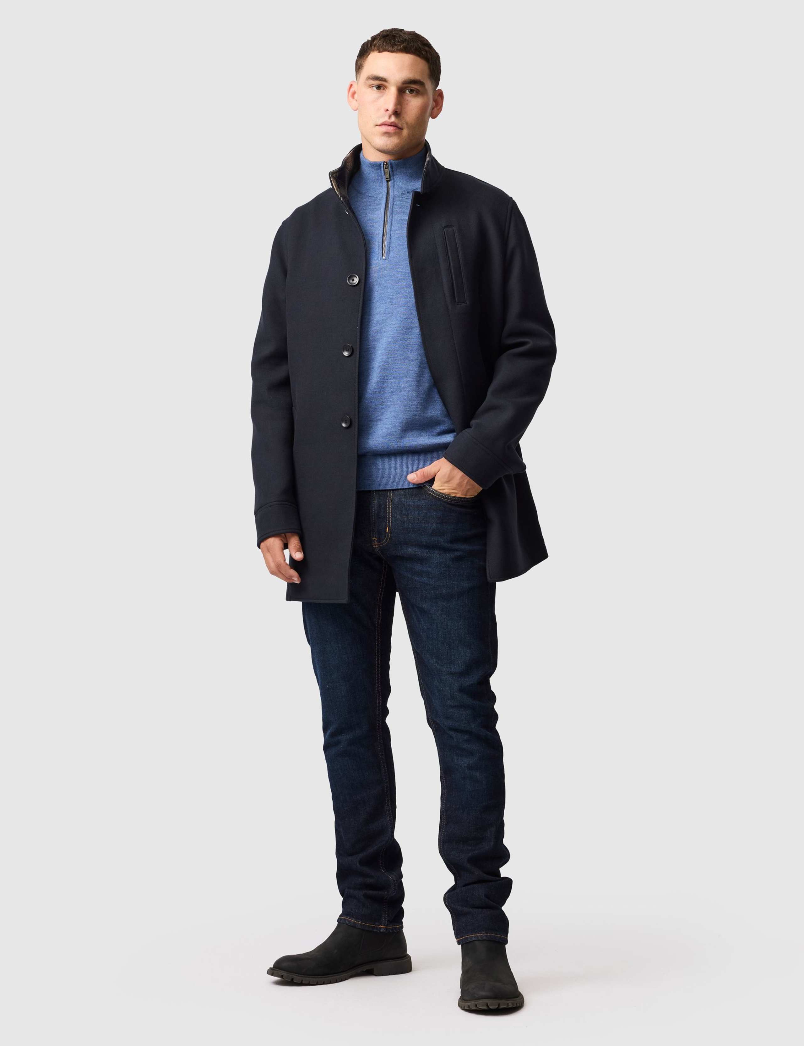 Nobles Pure Wool Funnel Neck Half Zip Jumper 6 of 6