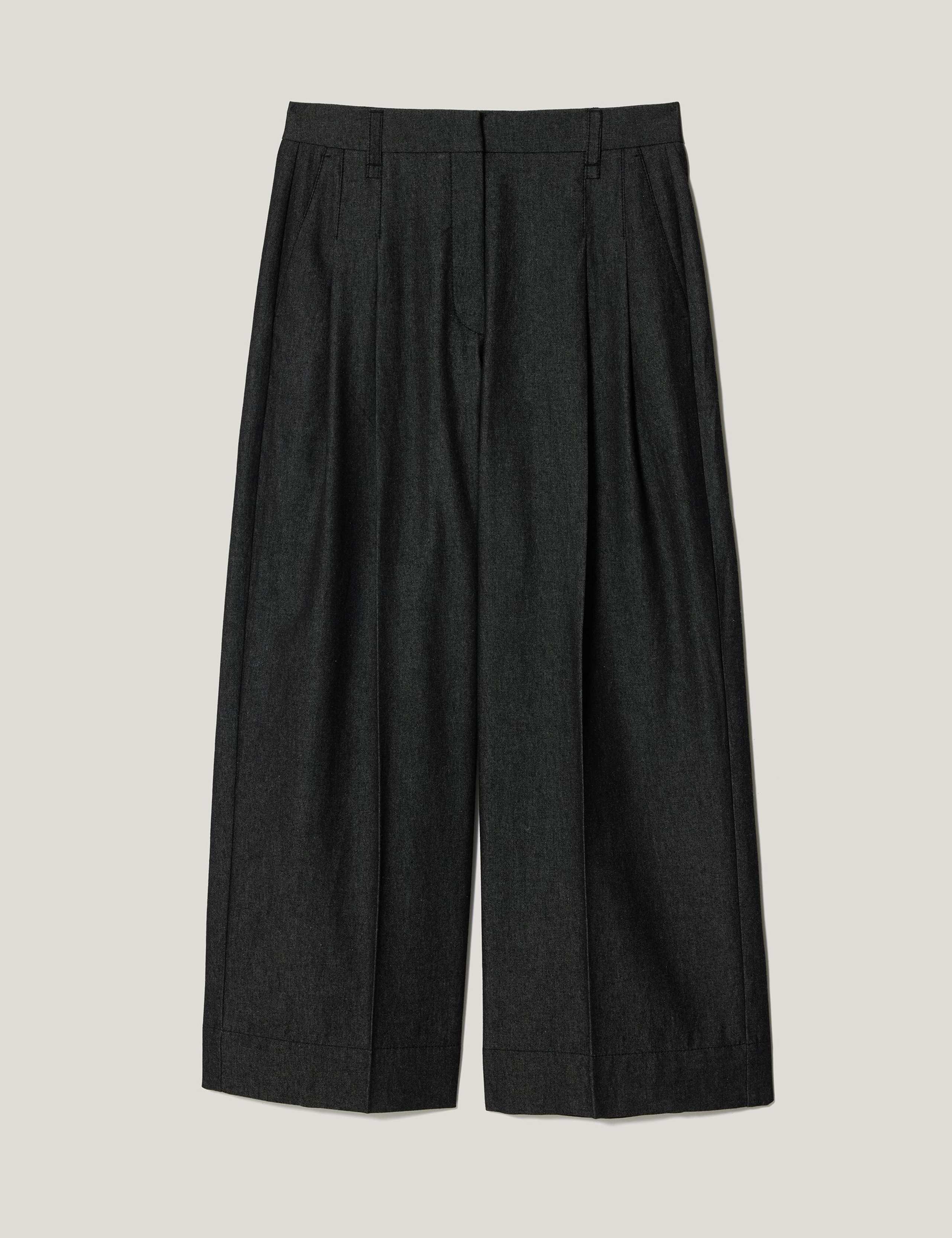Denim Pleat Front Ankle Grazer Trousers 2 of 5