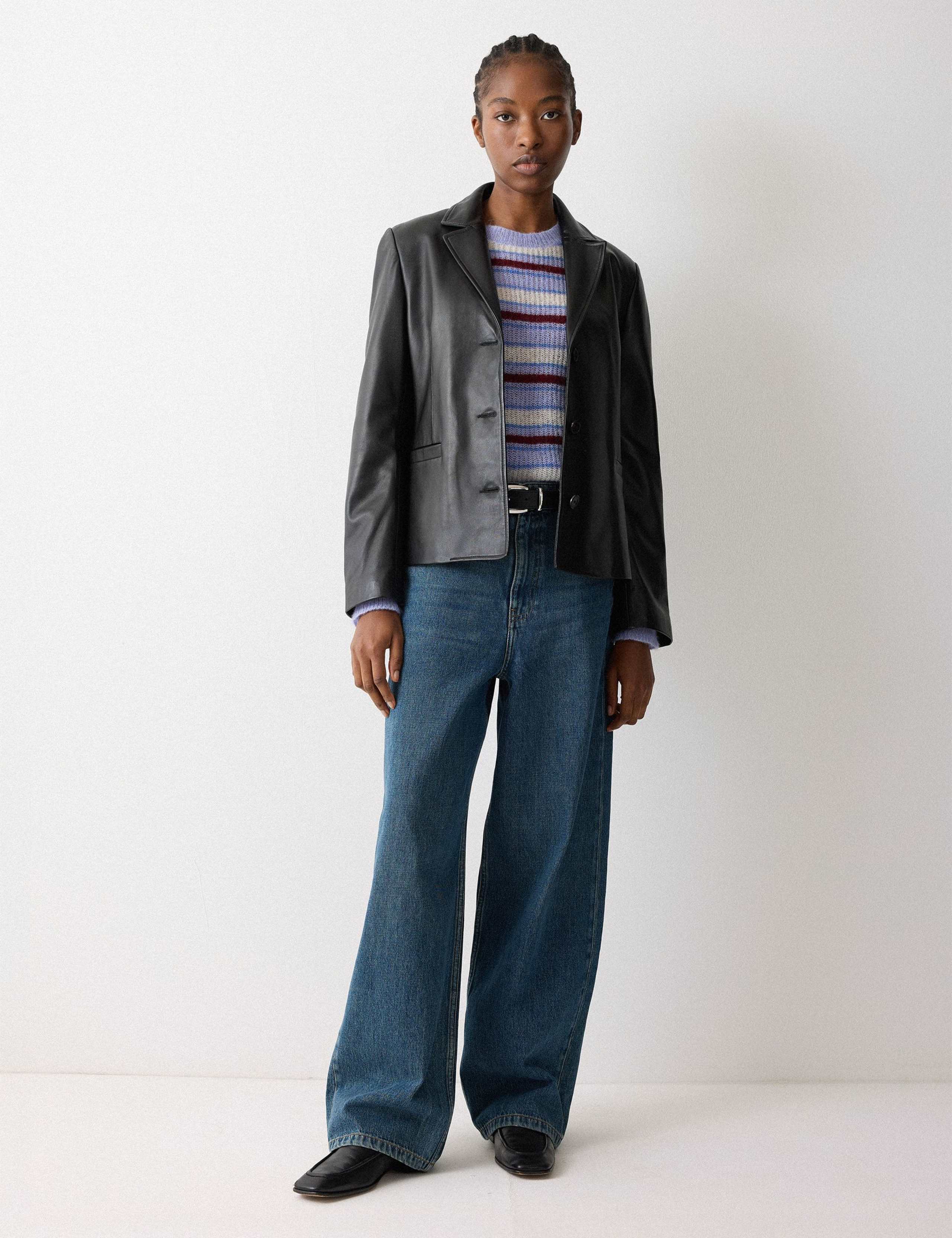 Leather Tailored Single Breasted Blazer 3 of 6