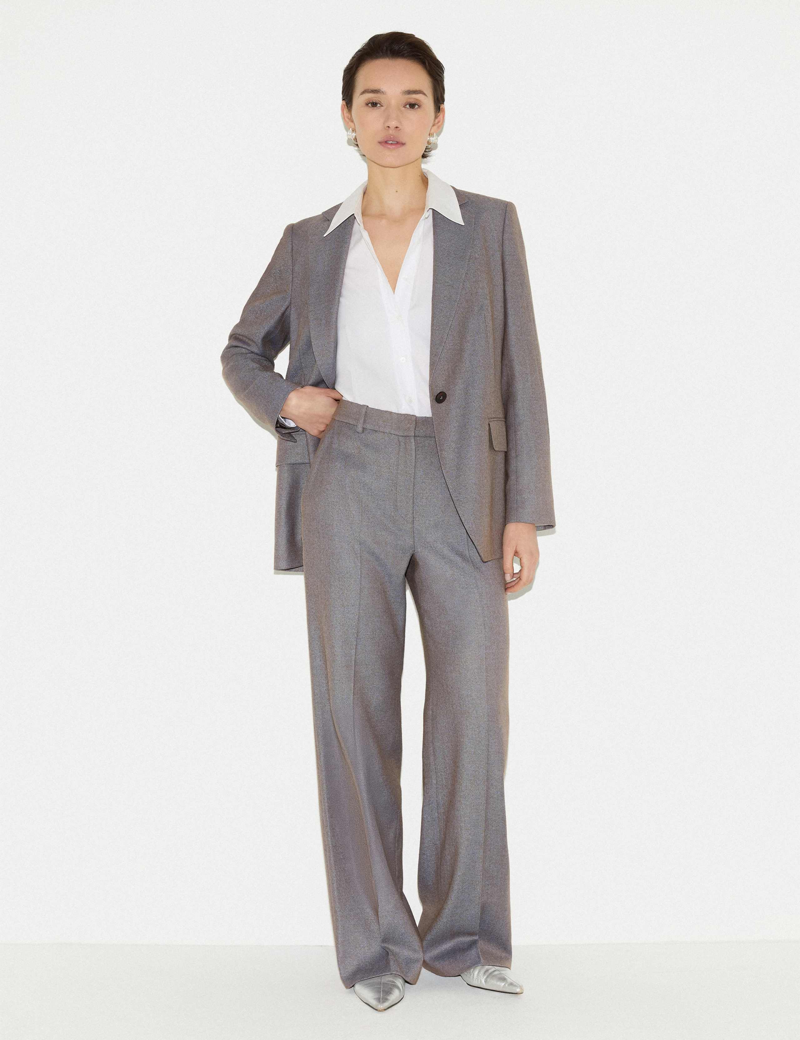 Wool Blend Tailored Single Breasted Blazer 3 of 7