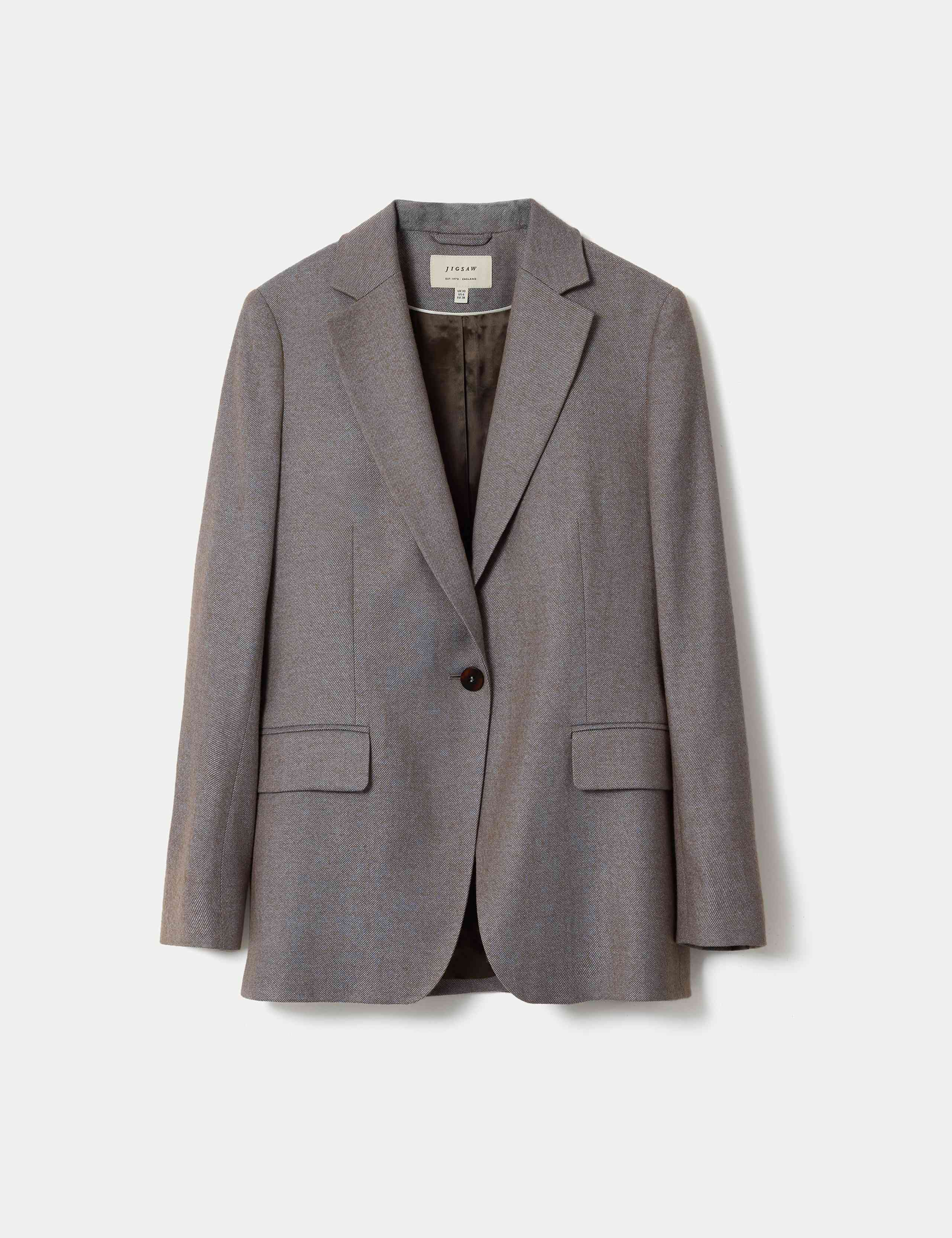 Wool Blend Tailored Single Breasted Blazer 2 of 7