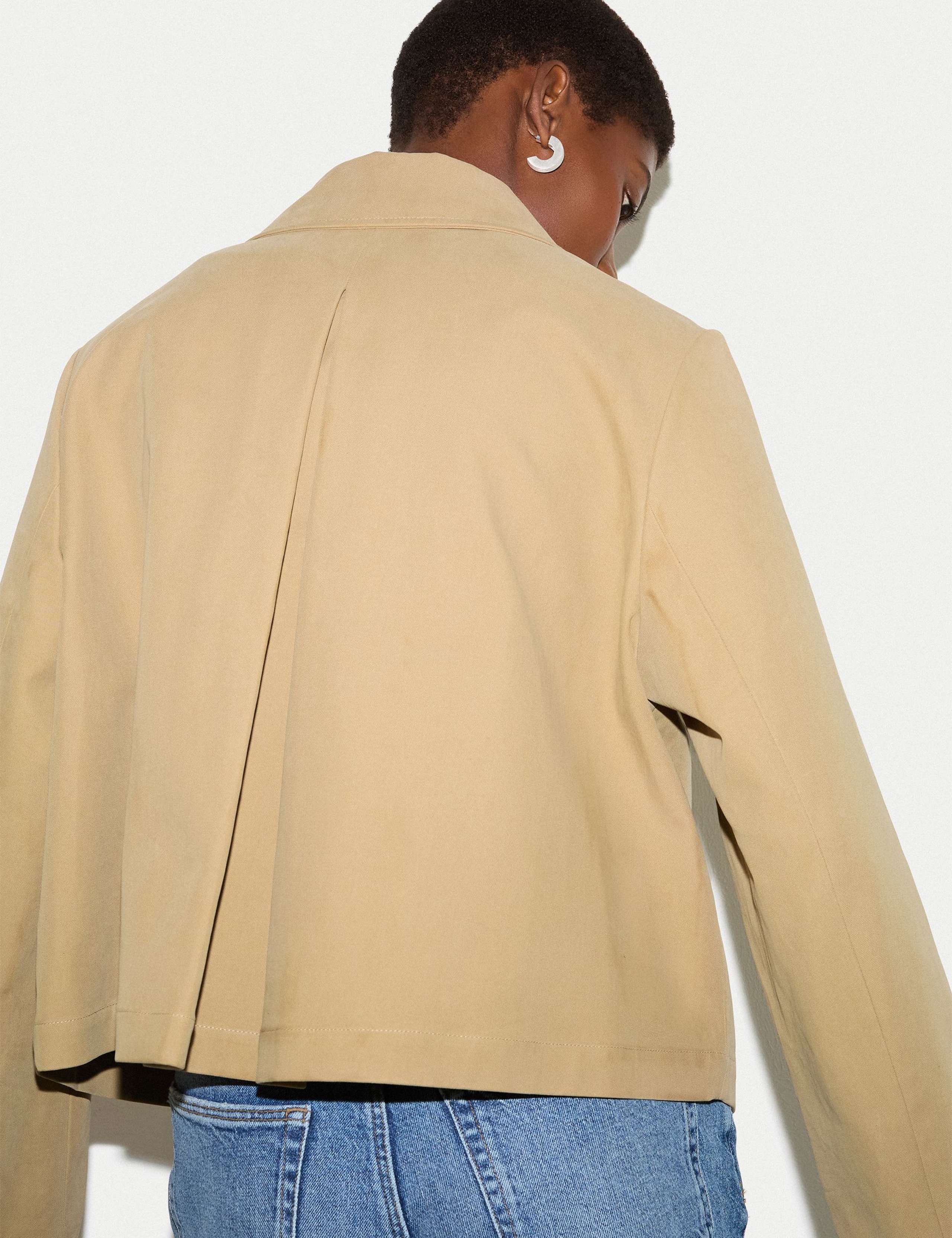 Pure Cotton Collared Cropped Trench Coat 4 of 6