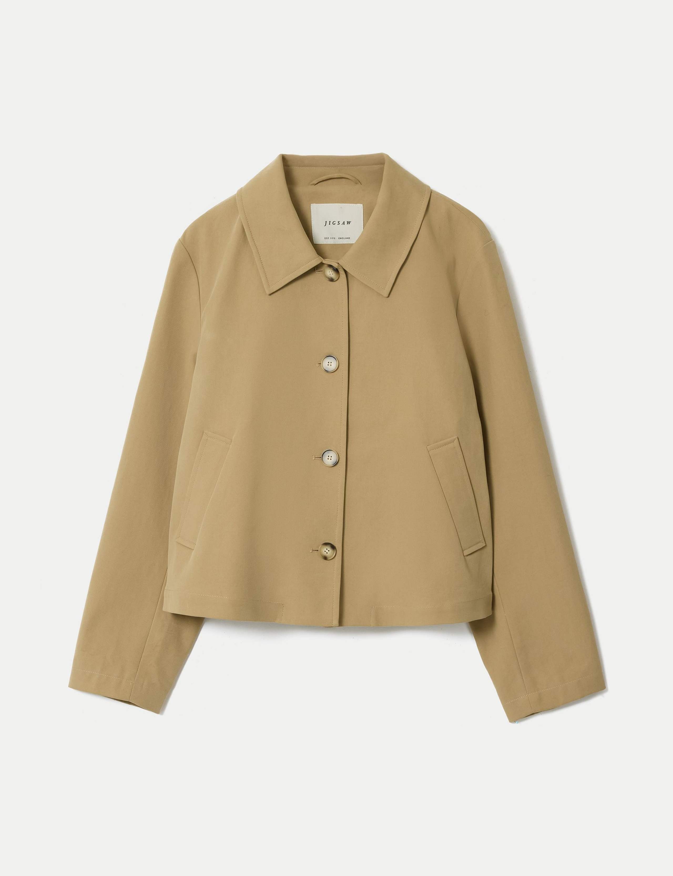 Pure Cotton Collared Cropped Trench Coat 2 of 6