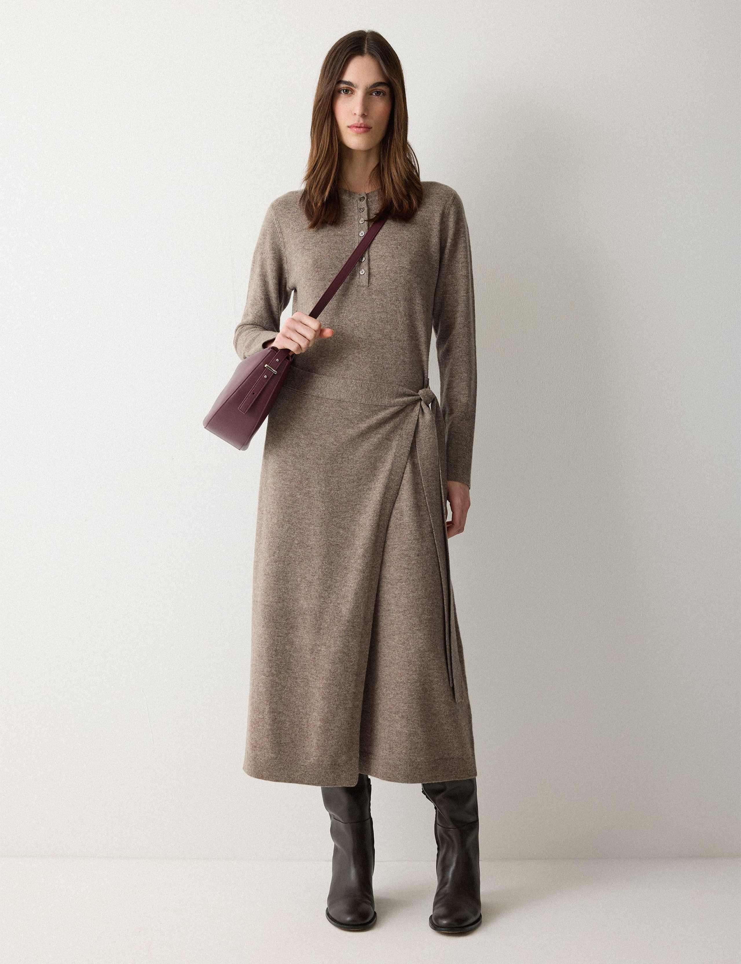 Merino Wool Blend Midi Wrap Dress 3 of 6