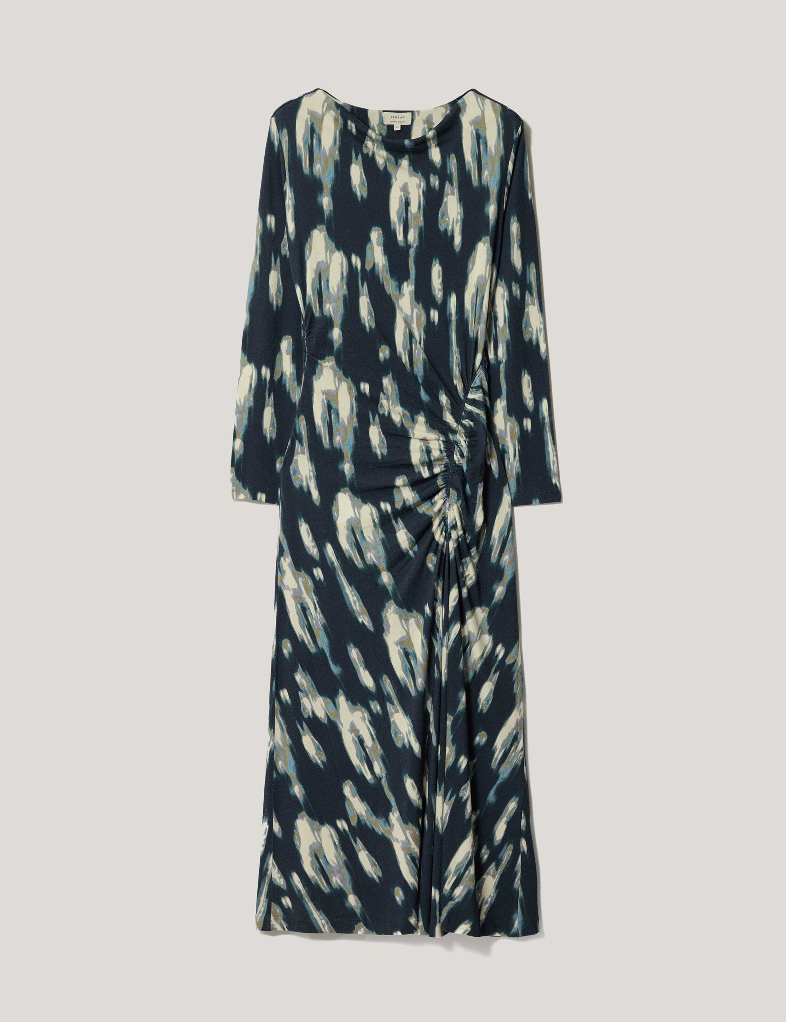 Jersey Printed Ruched Midi Column Dress 2 of 6