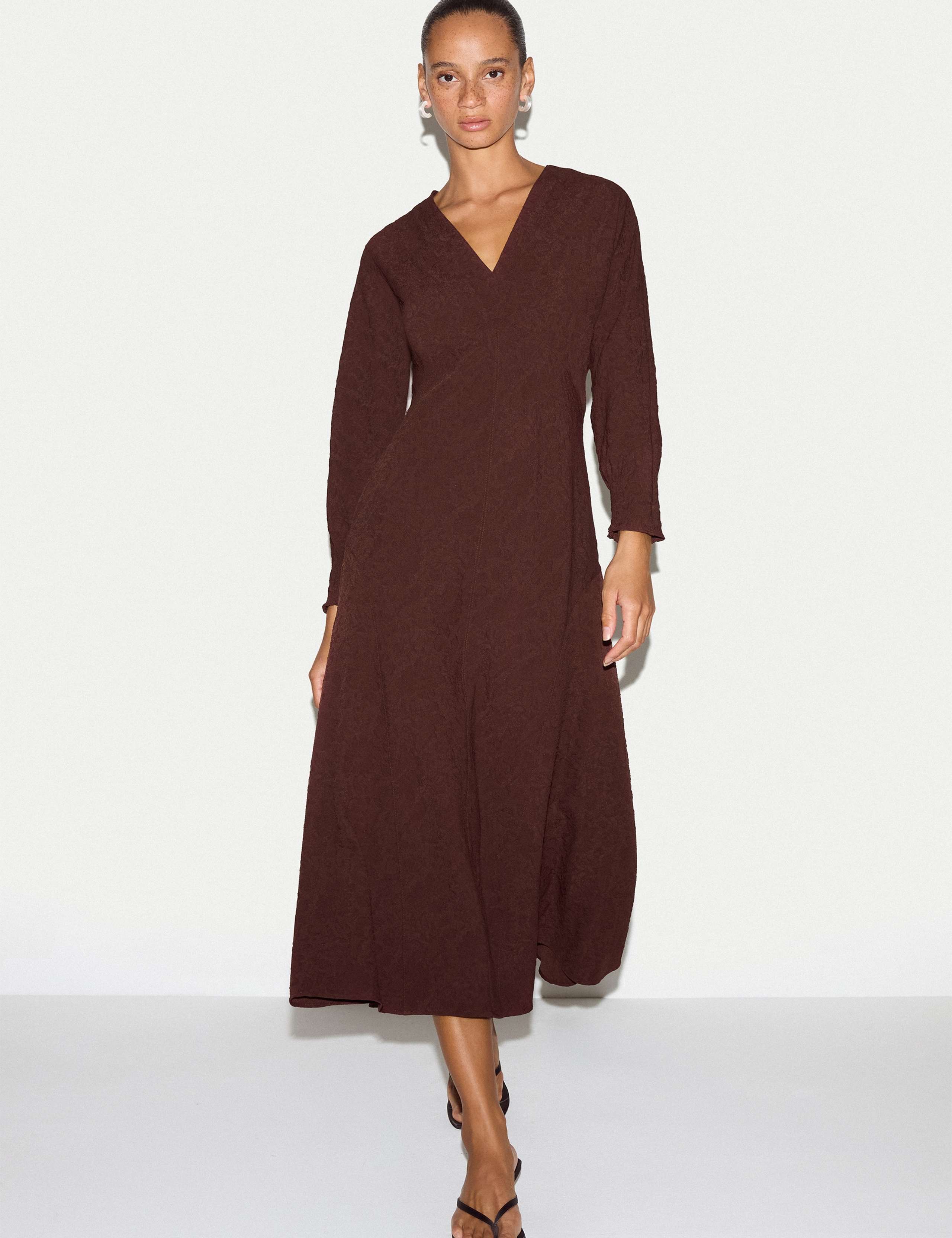 Textured V-Neck Midaxi Skater Dress 1 of 5