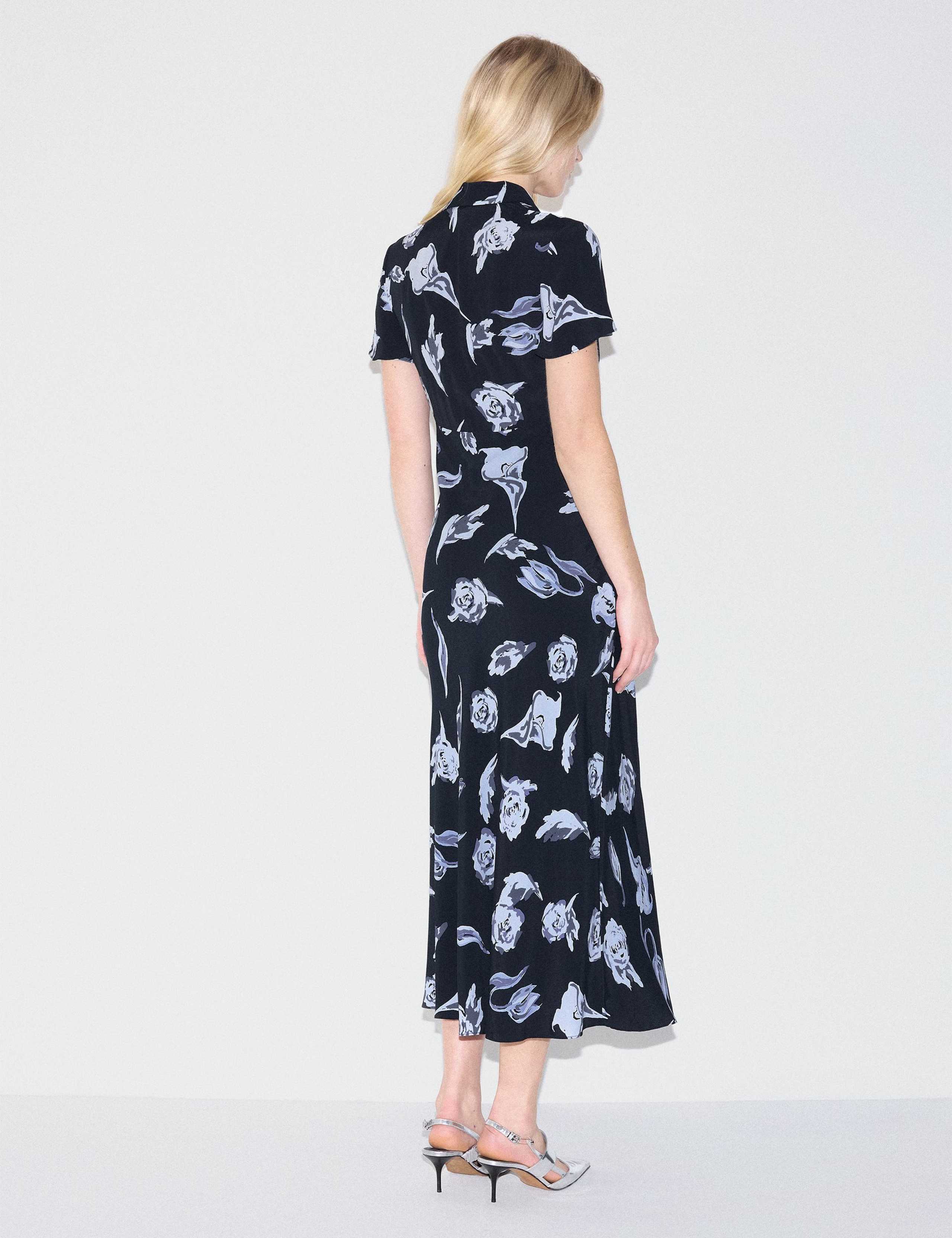 Floral Button Front Midi Waisted Dress 3 of 5