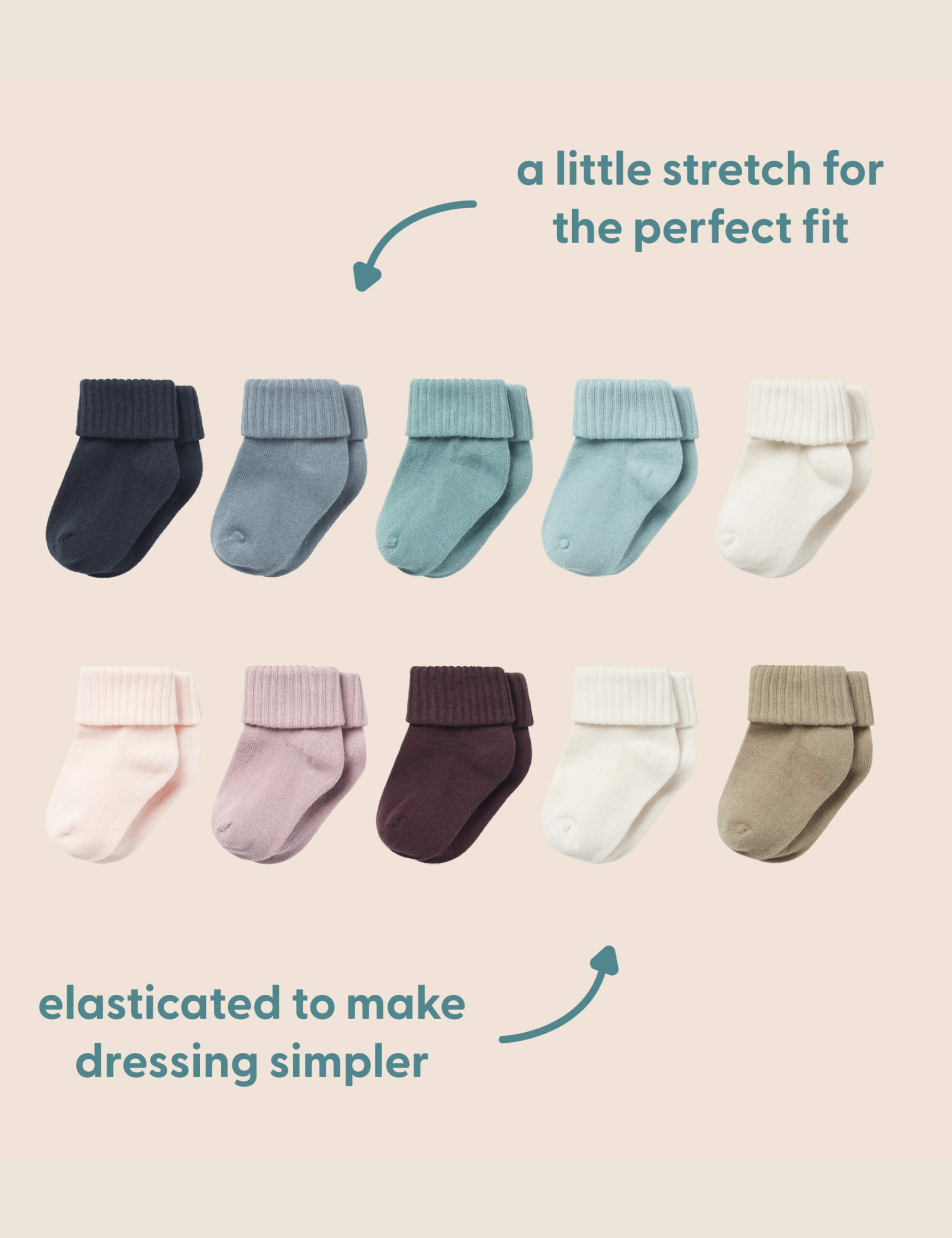 5 Pack Cotton Rich Ribbed Baby Socks (0-2 Yrs) 2 of 2