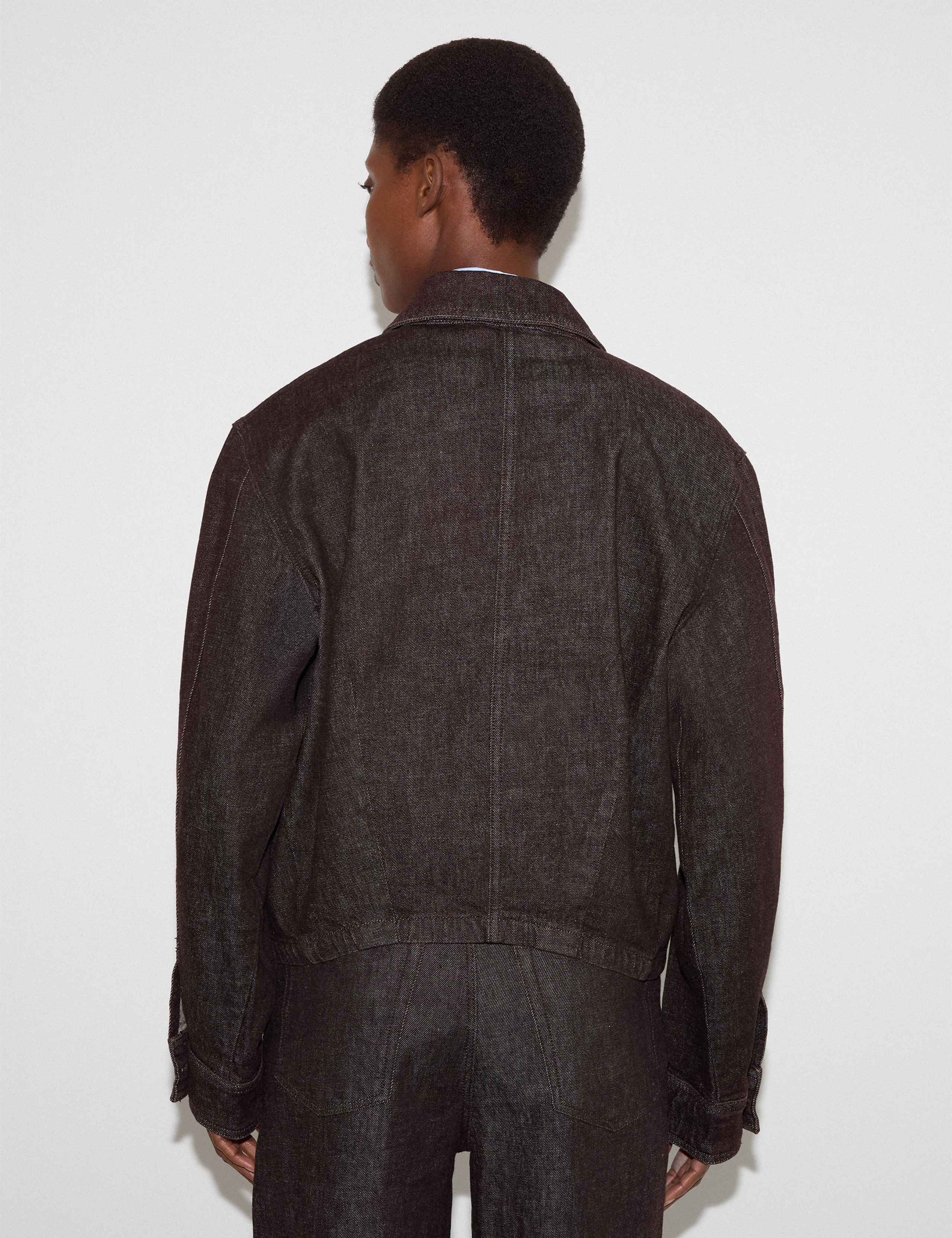 Denim Textured Cropped Jacket 4 of 6