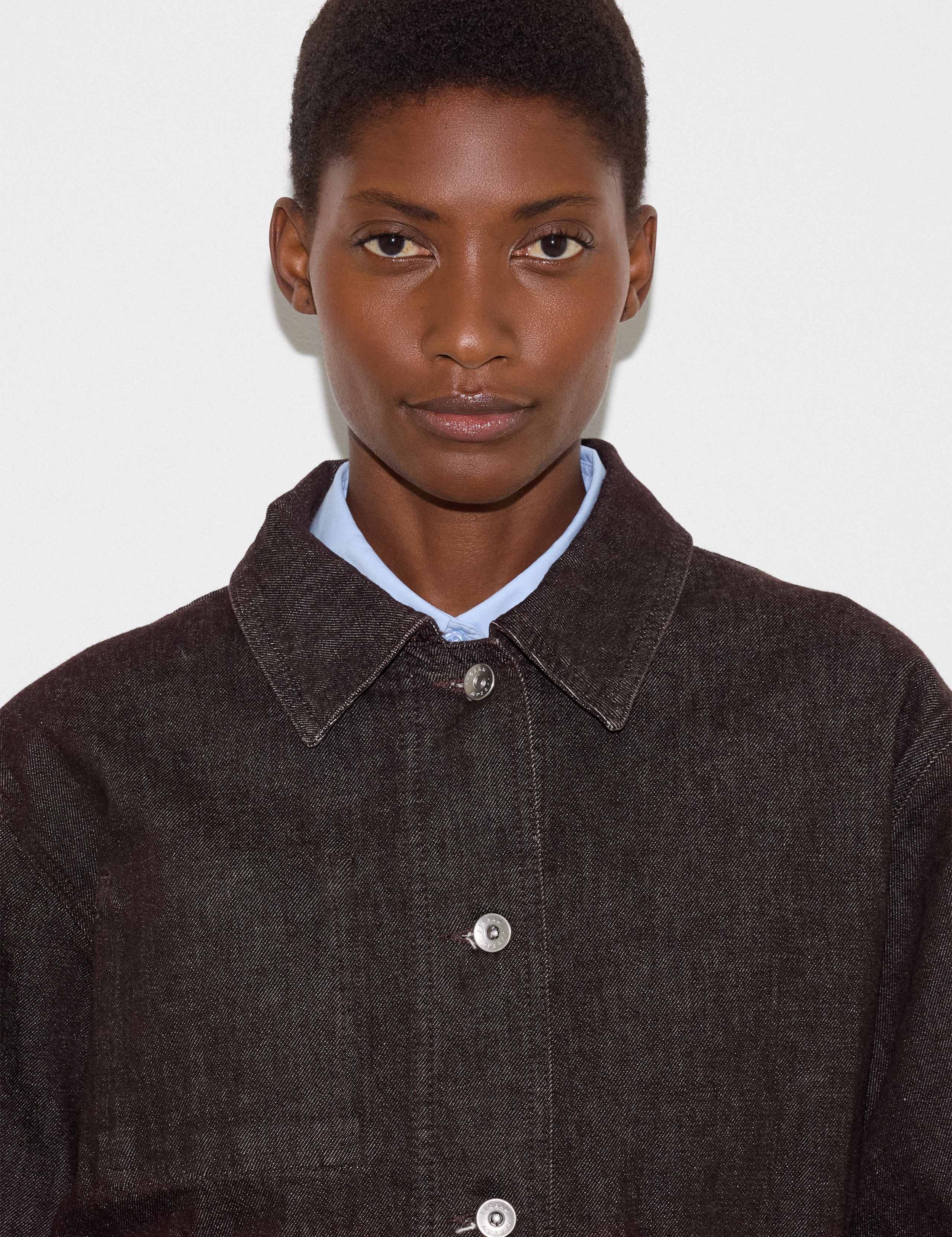 Denim Textured Cropped Jacket 5 of 6