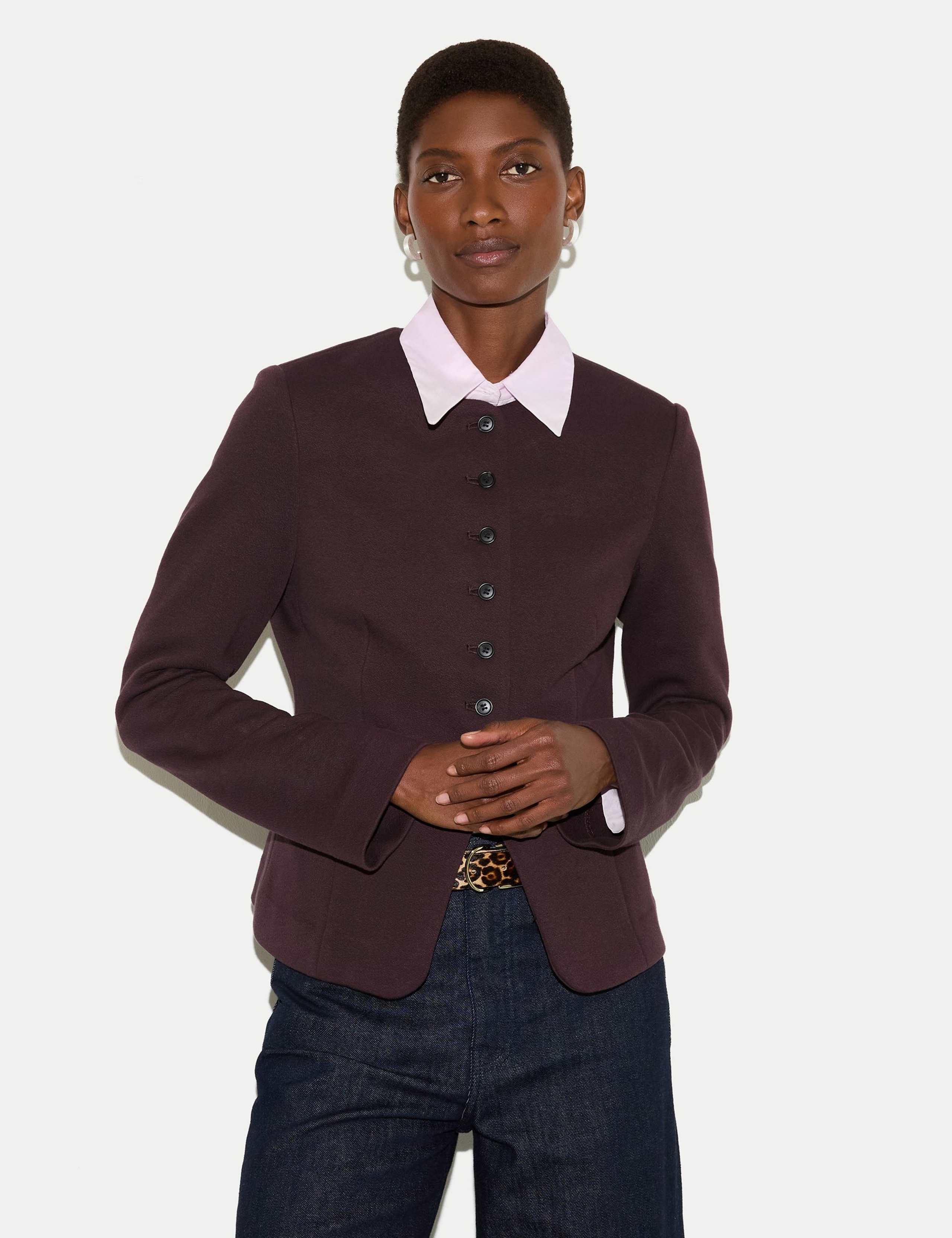 Crepe Jersey Button Detail Jacket 3 of 5