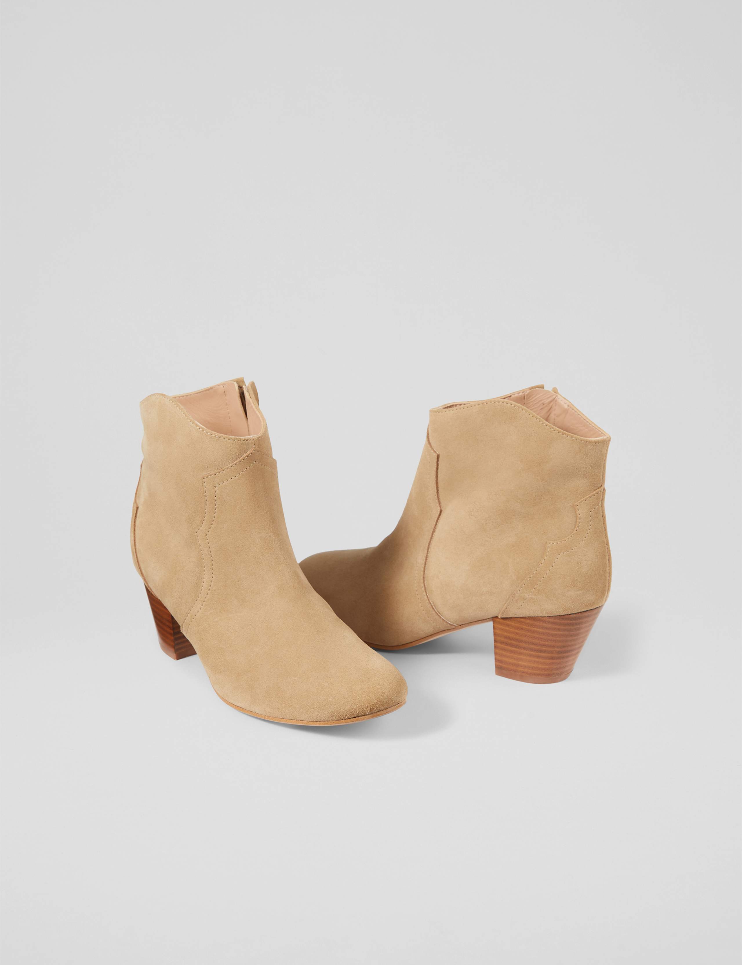 Suede Cow Boy Block Heel Ankle Boots 2 of 4