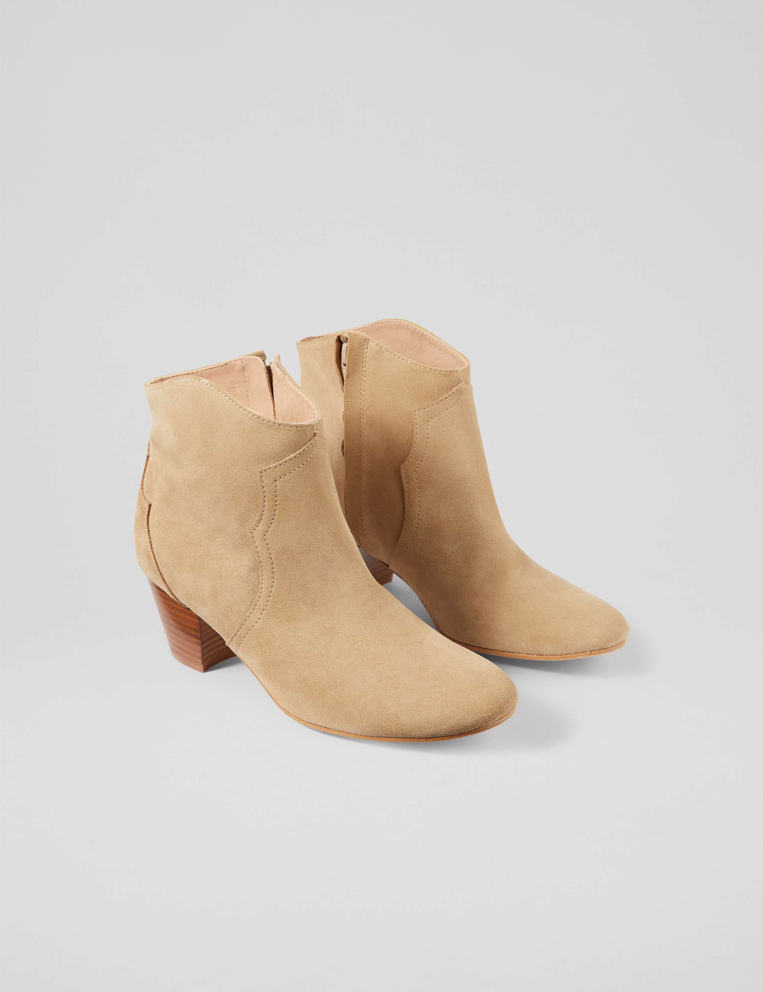 Suede Cow Boy Block Heel Ankle Boots 3 of 4