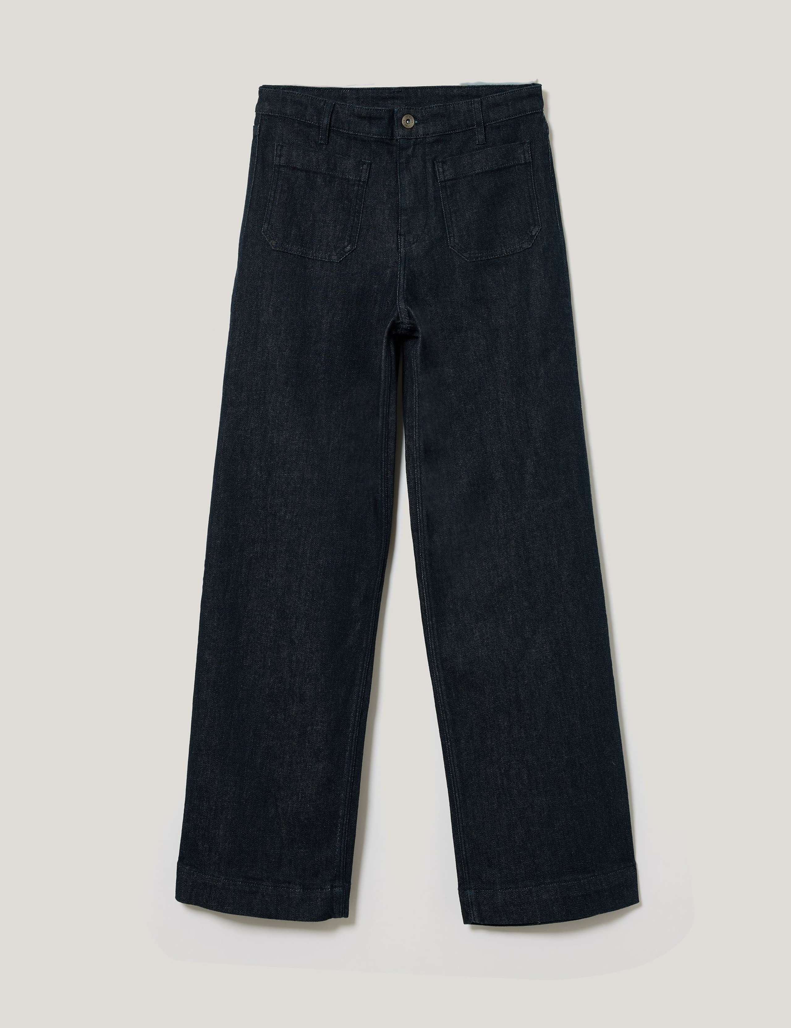 High Waisted Patch Pocket Wide Leg Jeans 2 of 6