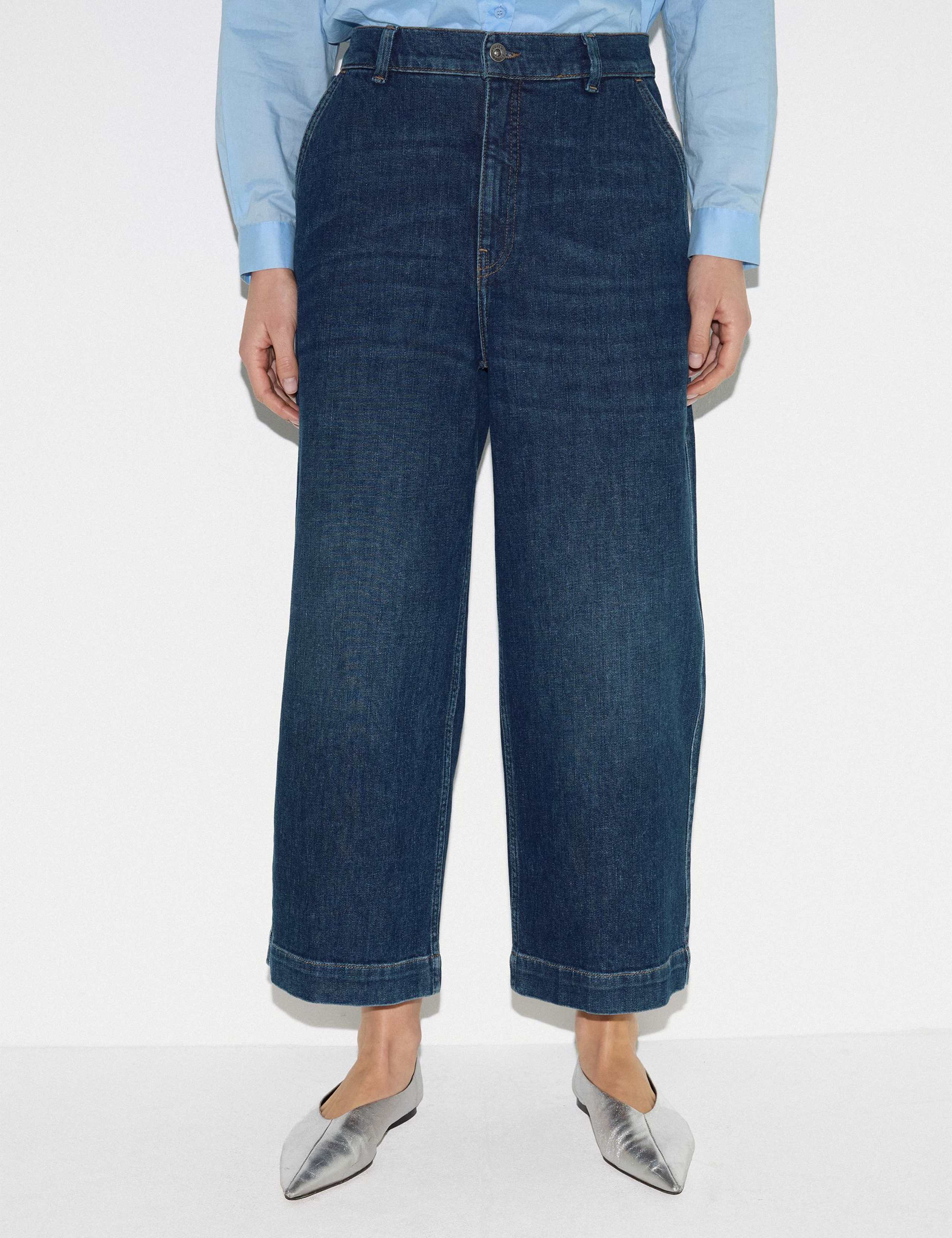 High Waisted Wide Leg Ankle Grazer Jeans 3 of 6