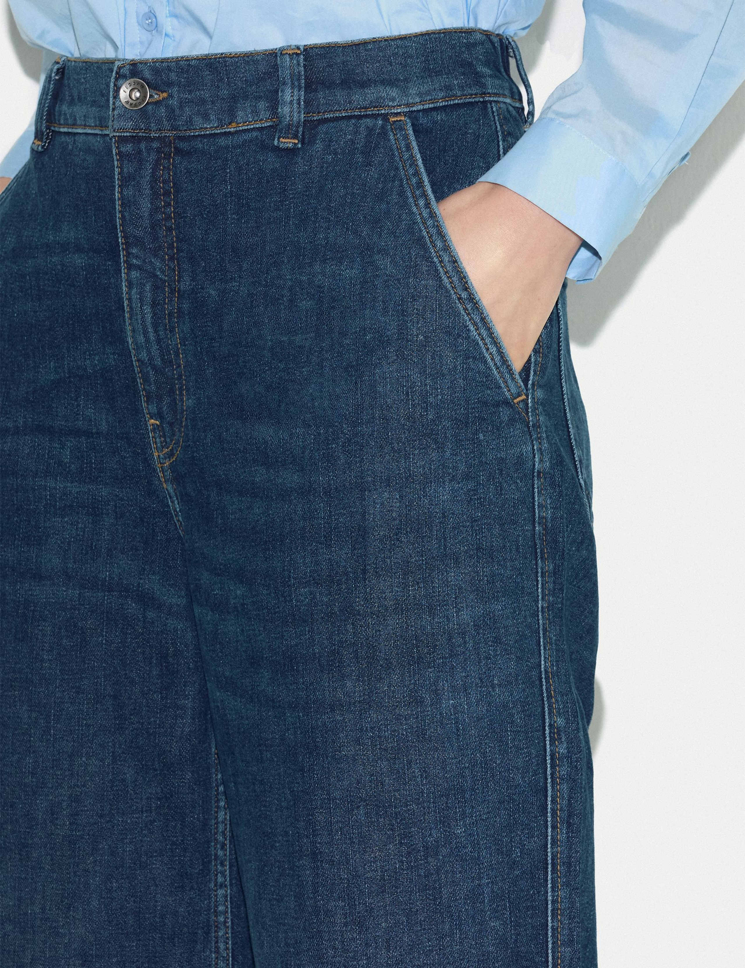 High Waisted Wide Leg Ankle Grazer Jeans 5 of 6