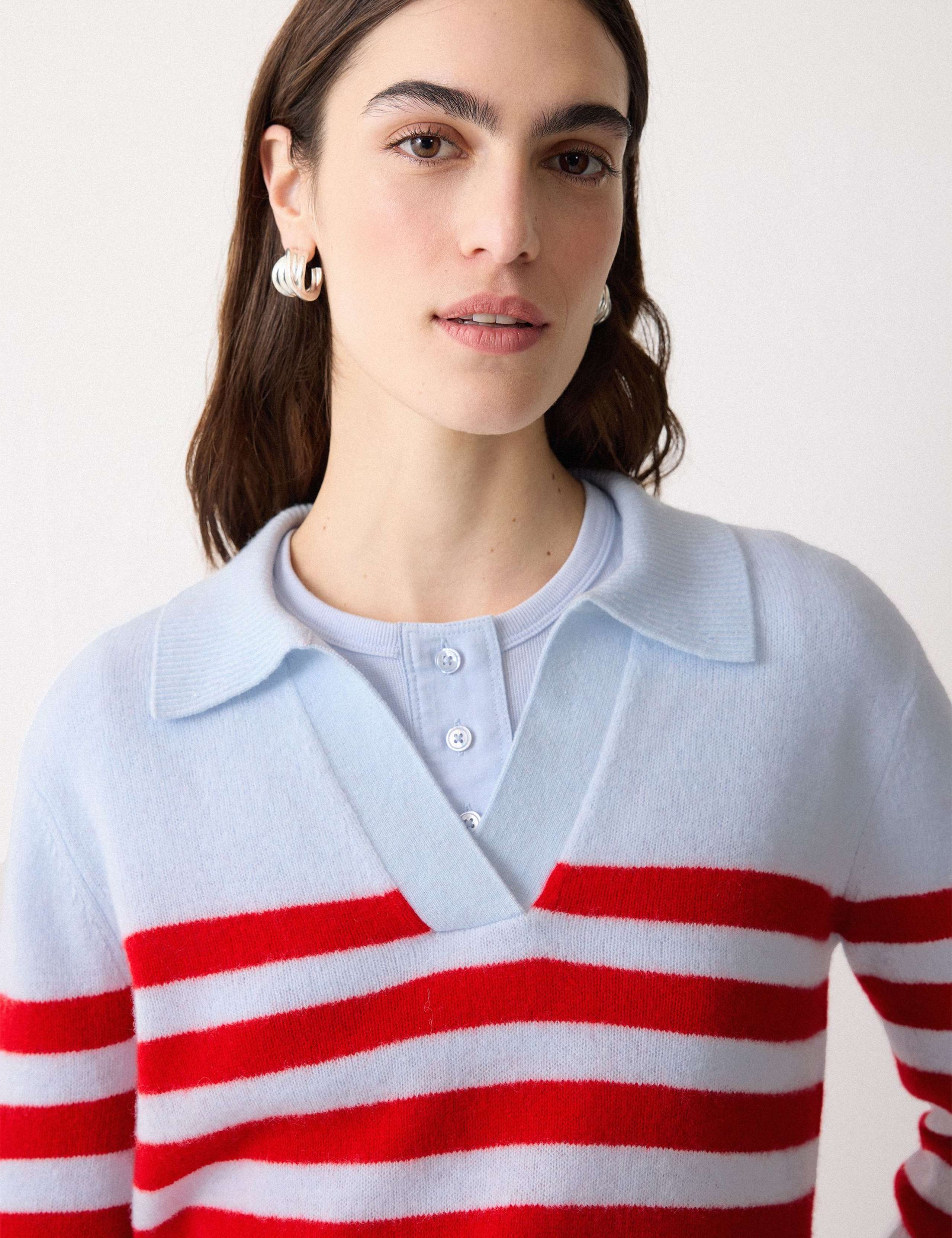 Wool Blend Striped Collared Jumper 5 of 6
