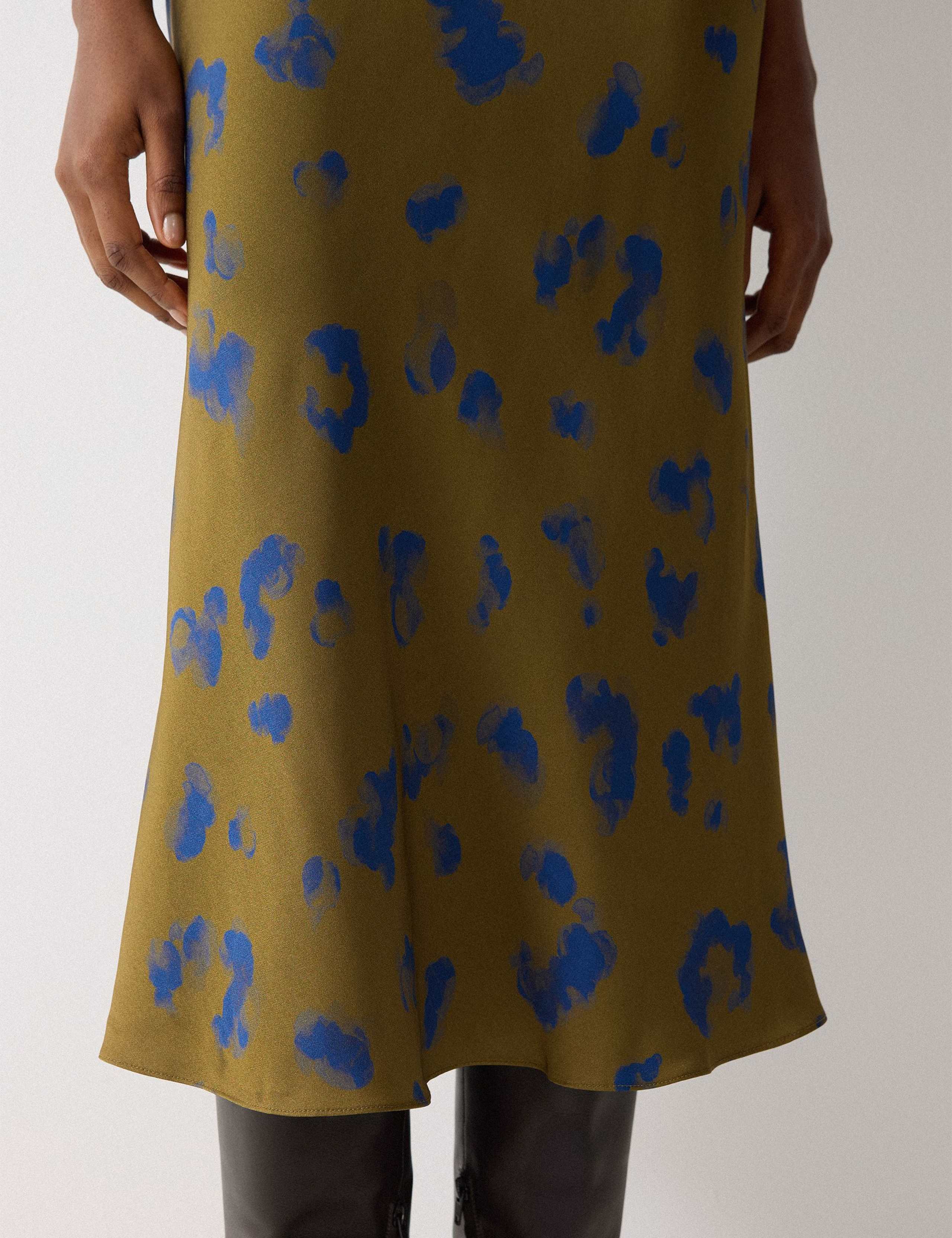 Satin Leopard Print Bias Cut Midi Slip Skirt 3 of 5