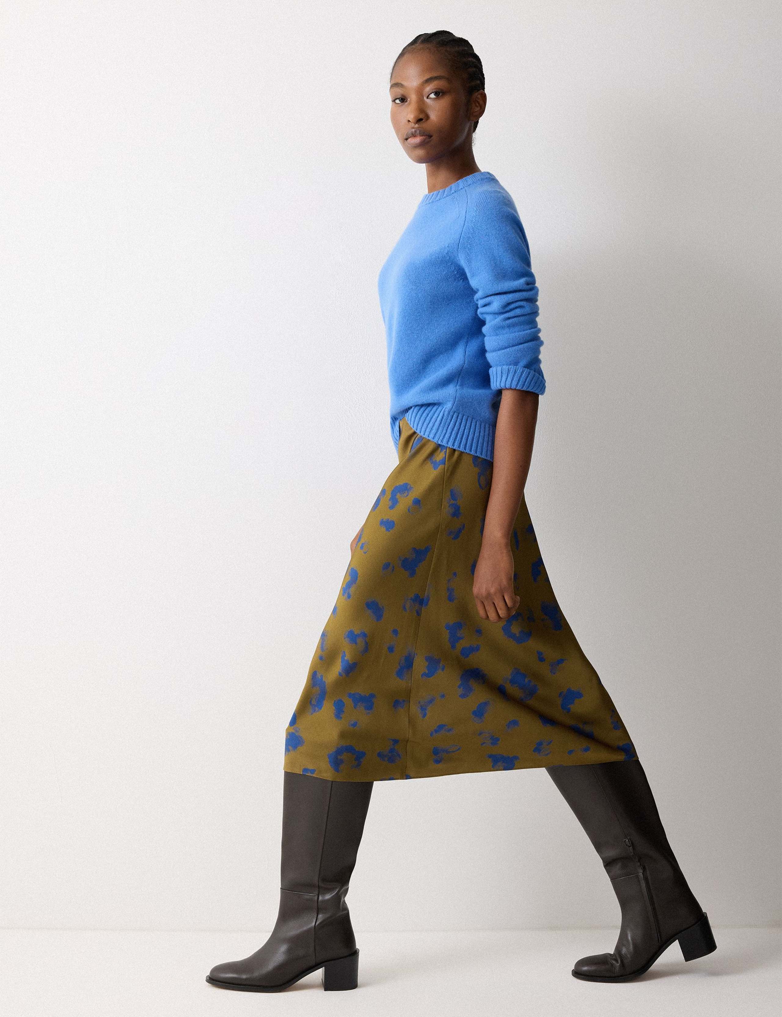 Satin Leopard Print Bias Cut Midi Slip Skirt 5 of 5