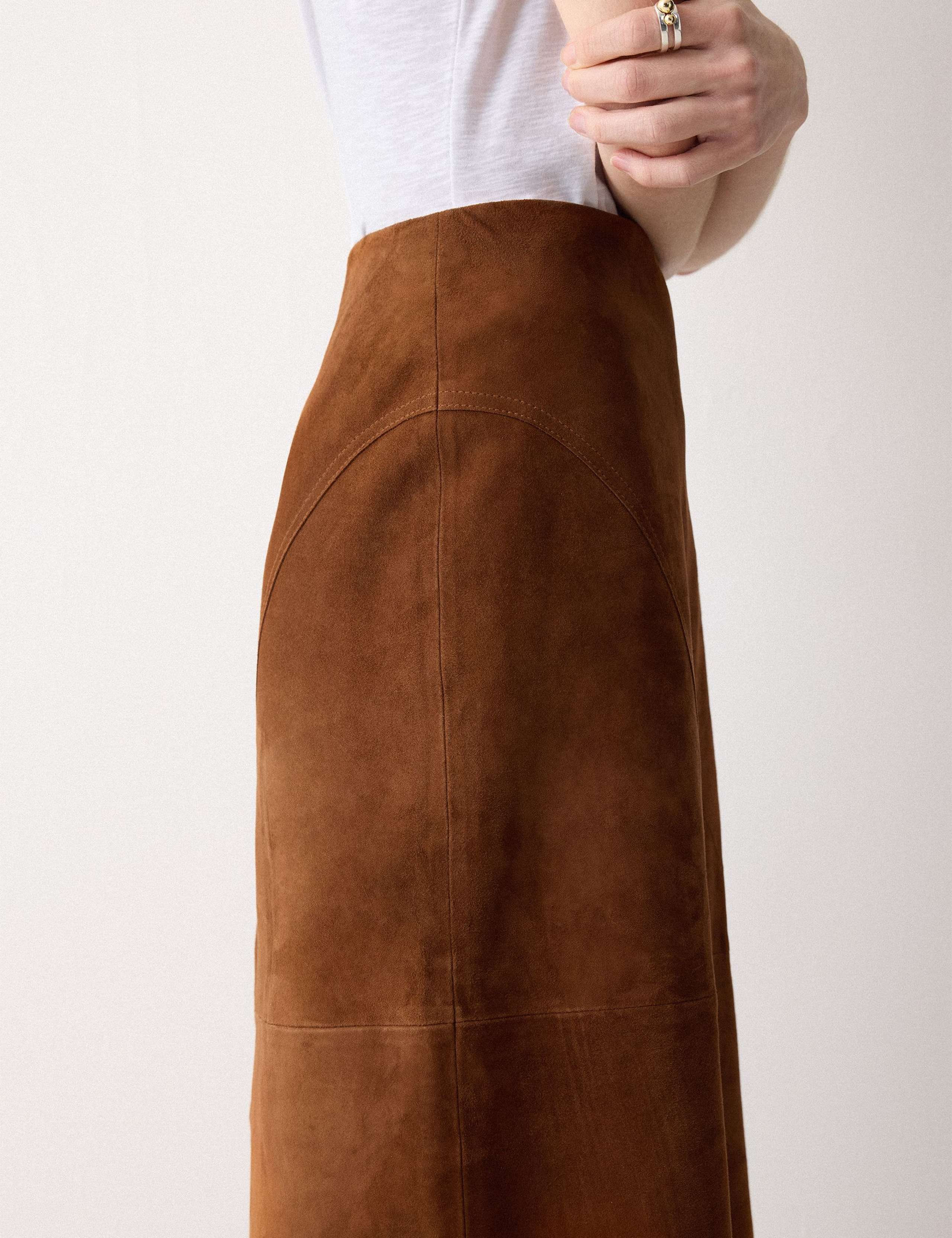 Suede Asymmetric Midi A-Line Skirt 5 of 5