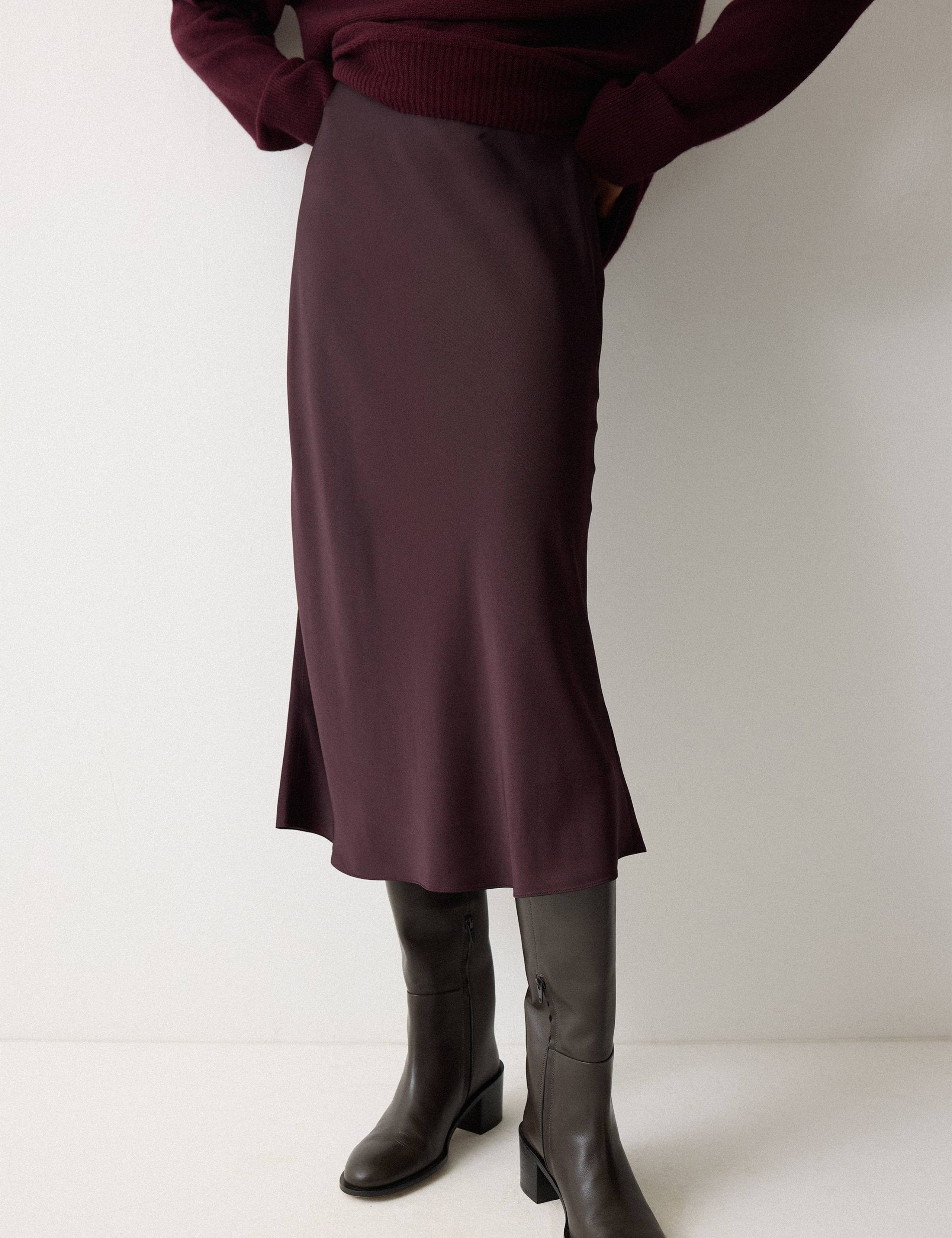 Satin Bias Midi Slip Skirt 3 of 5