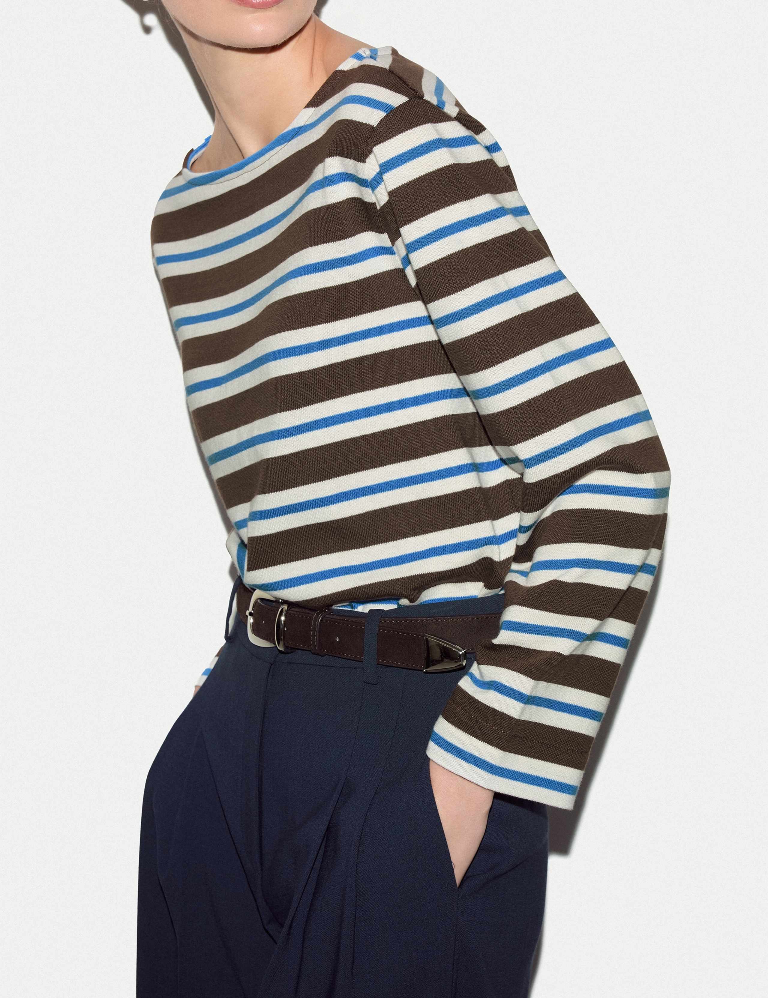 Pure Cotton Slash Neck Striped Top 4 of 5