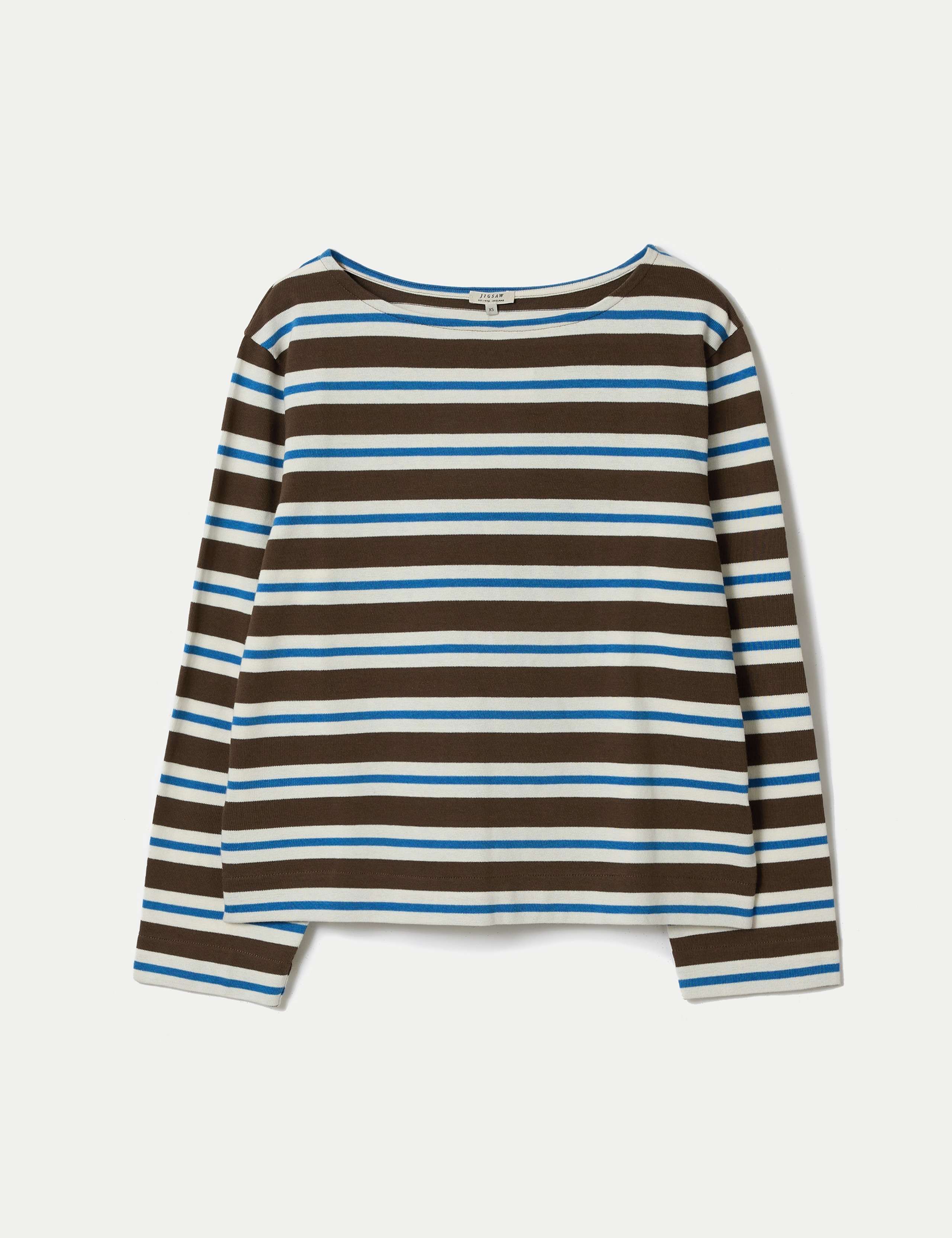 Pure Cotton Slash Neck Striped Top 2 of 5
