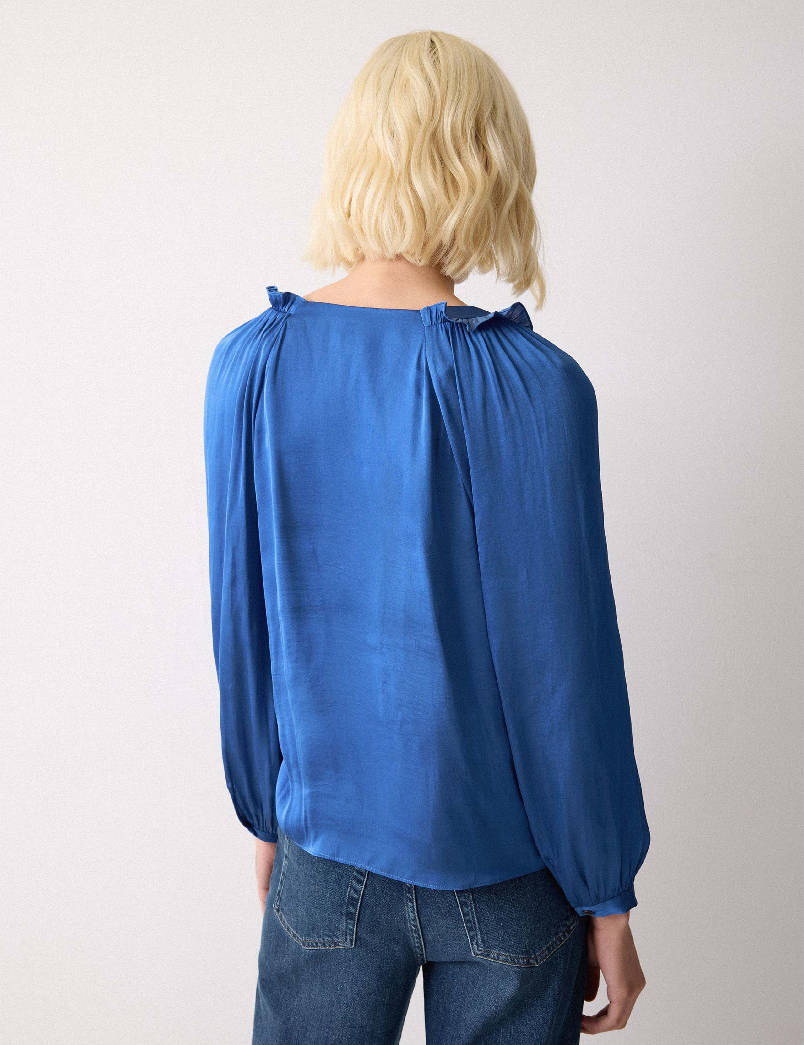 Satin V-Neck Relaxed Blouse 4 of 5