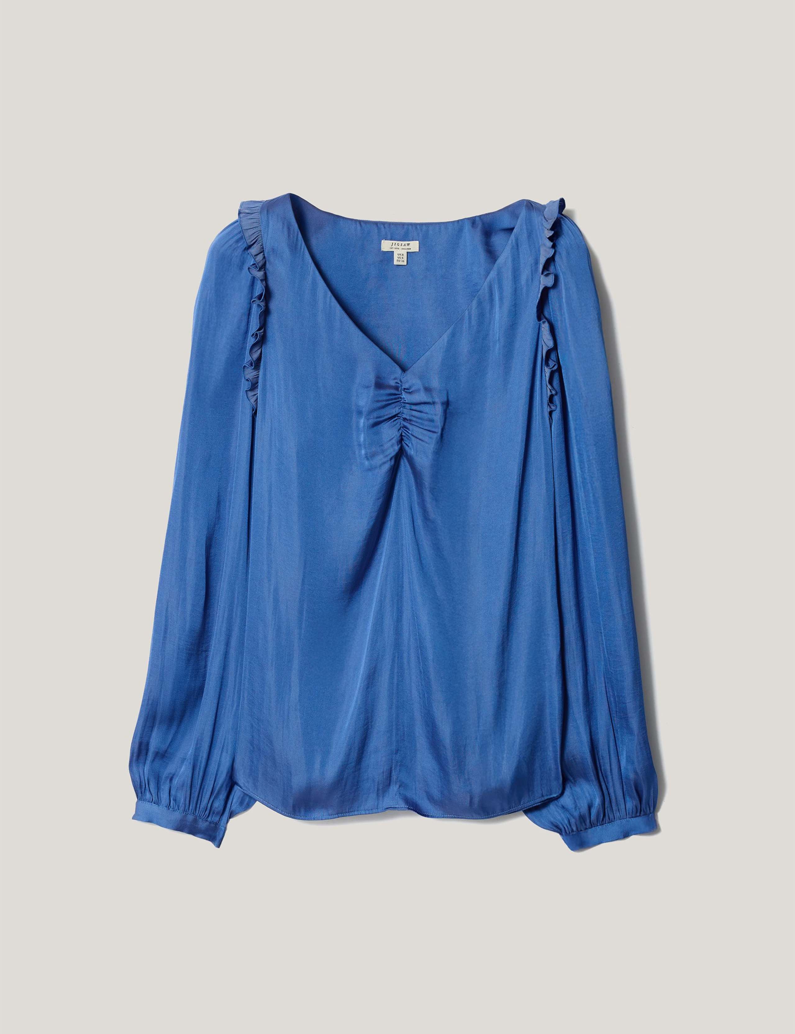 Satin V-Neck Relaxed Blouse 2 of 5