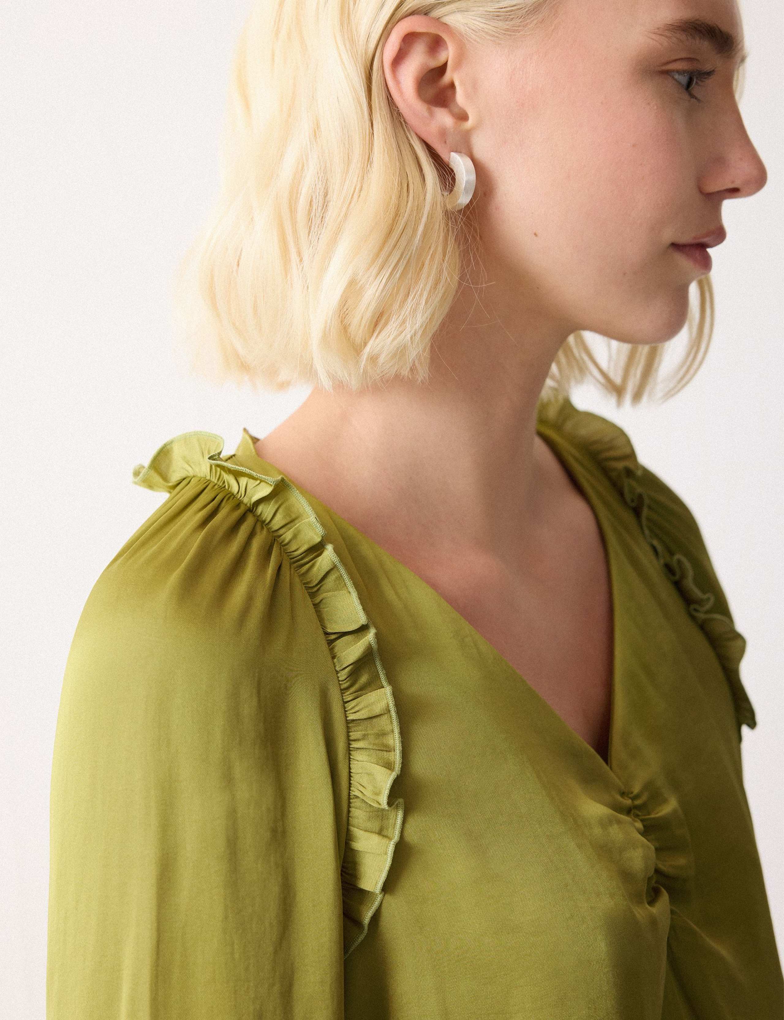 Satin V-Neck Relaxed Blouse 5 of 5