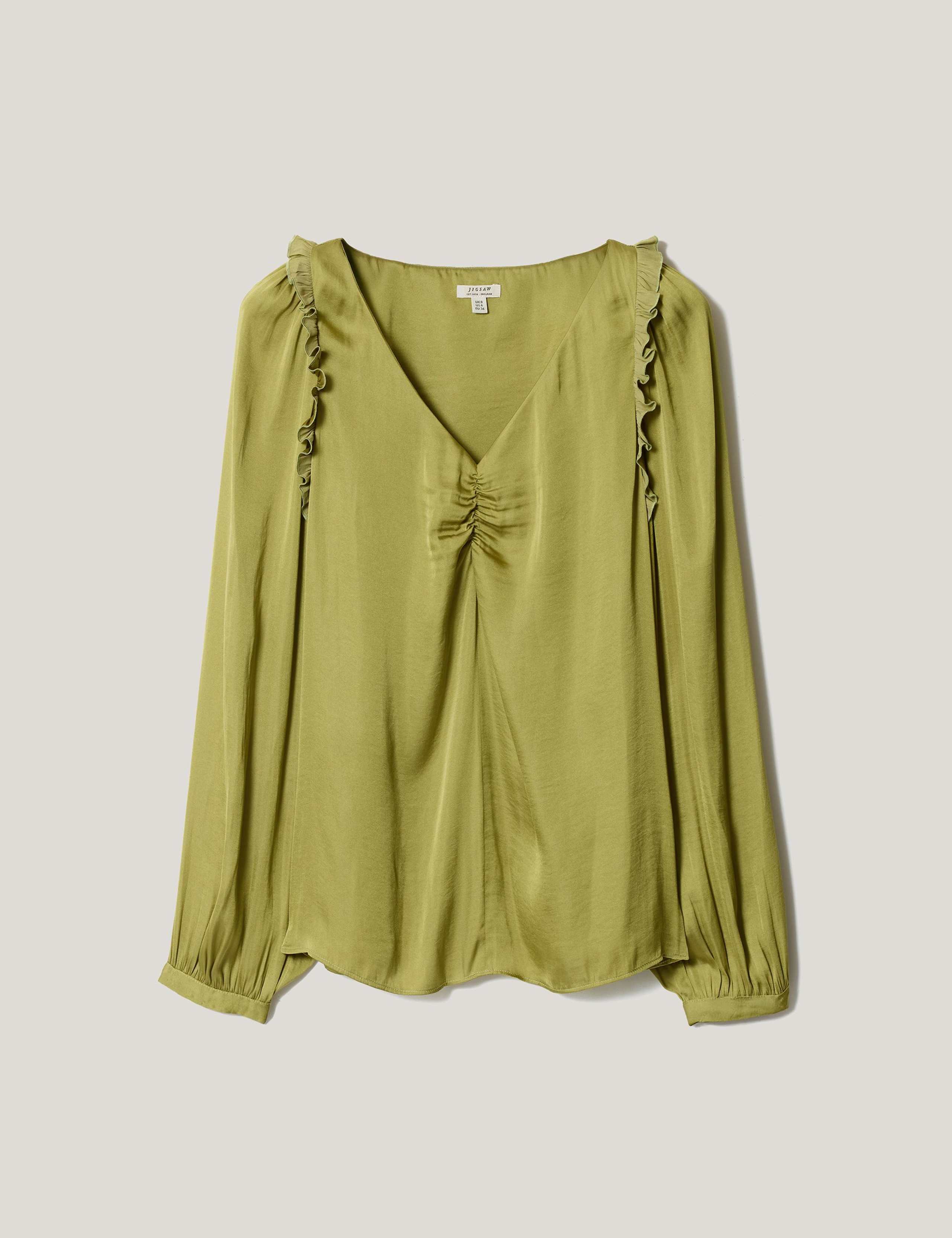 Satin V-Neck Relaxed Blouse 2 of 5