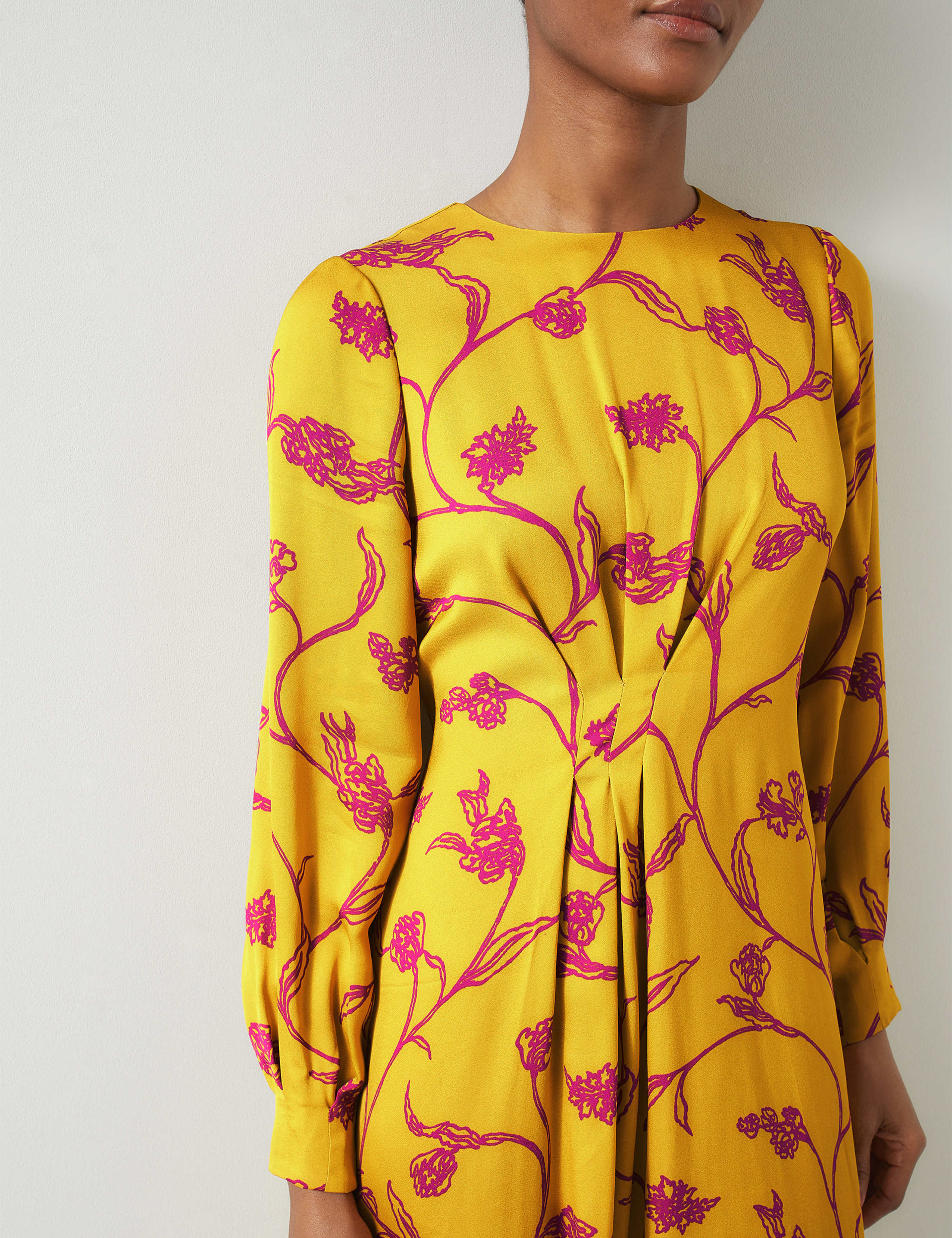 Floral Draped Knee Length Skater Dress 4 of 4