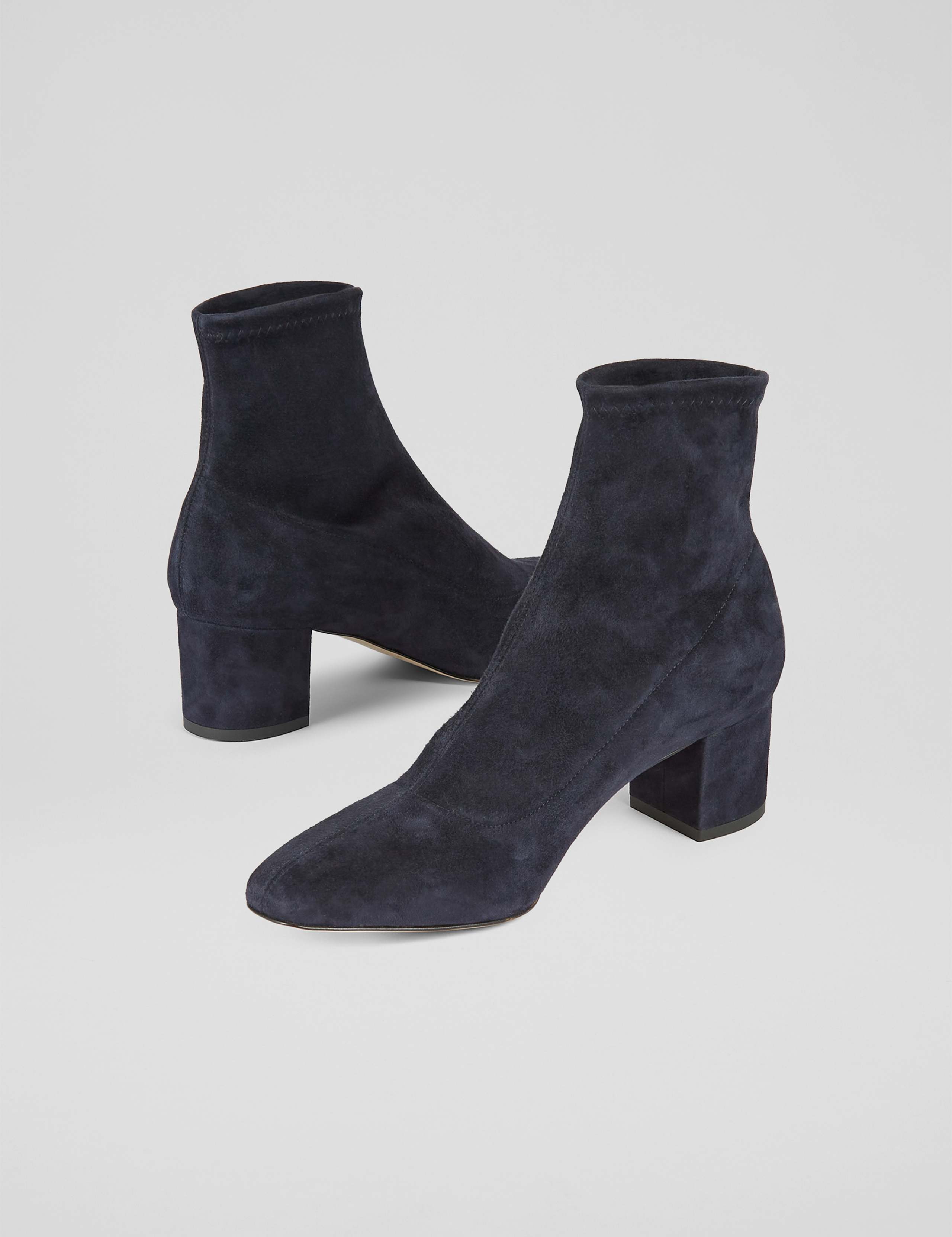Suede Block Heel Square Toe Ankle Boots 2 of 4