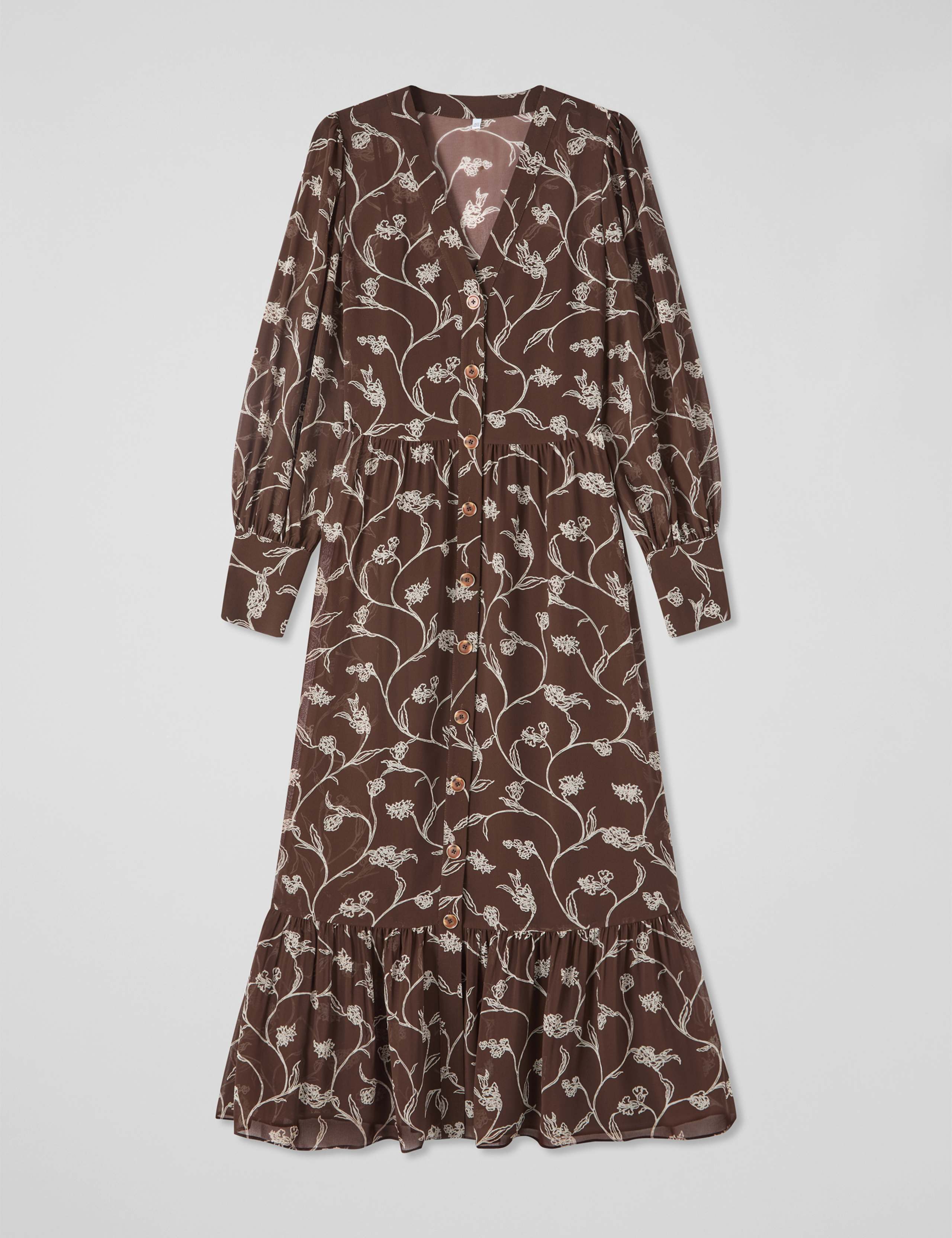 Floral V-Neck Button Front Midi Dress 2 of 4