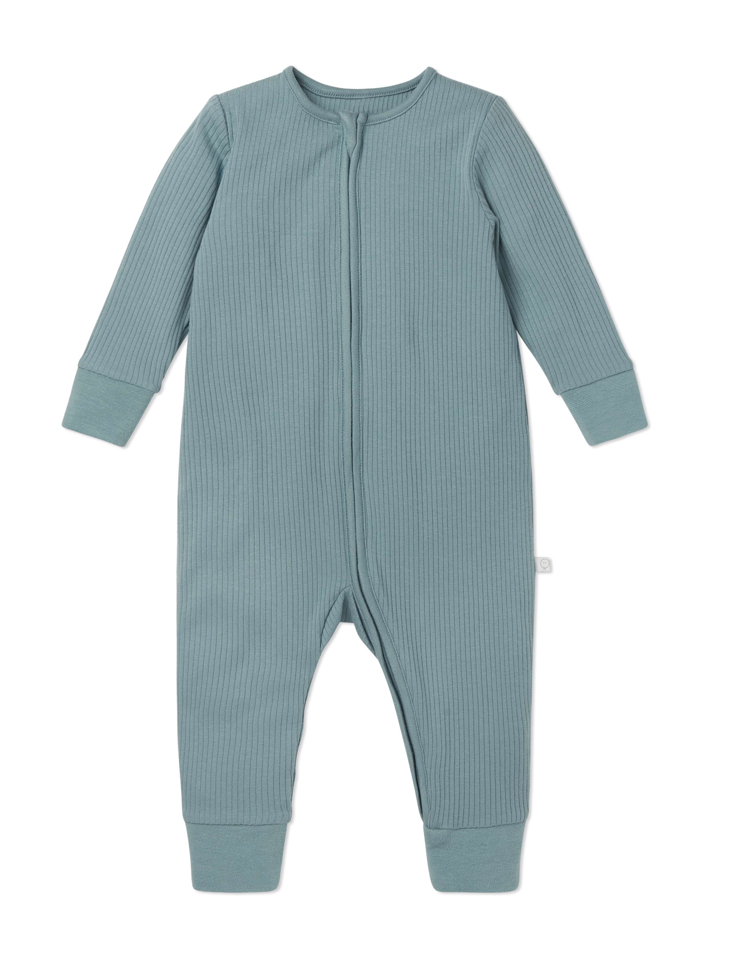 Two-Way Zip Ribbed Sleepsuit with Cotton (0-24 Mths) 2 of 5